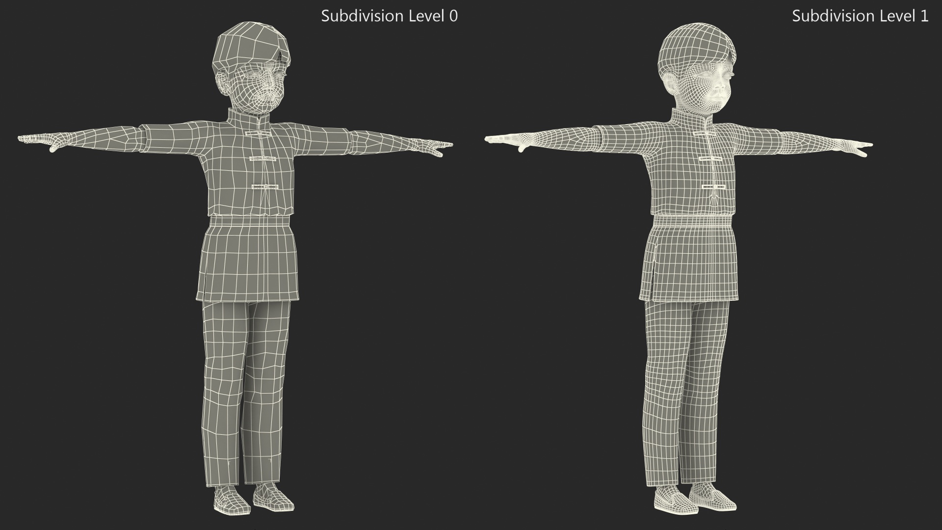 Asian Child Boy in Kimono Rigged 3D