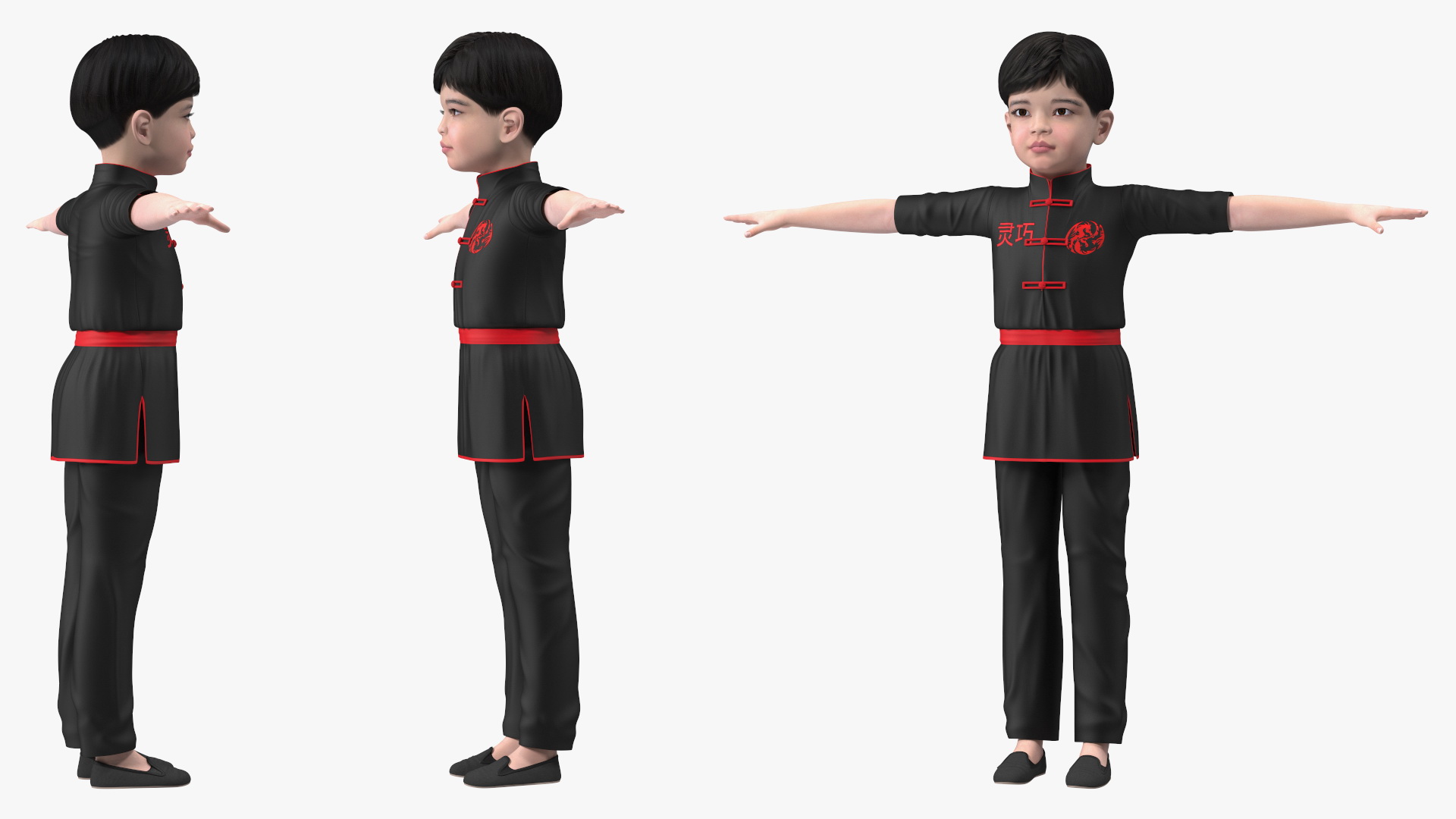 Asian Child Boy in Kimono Rigged 3D