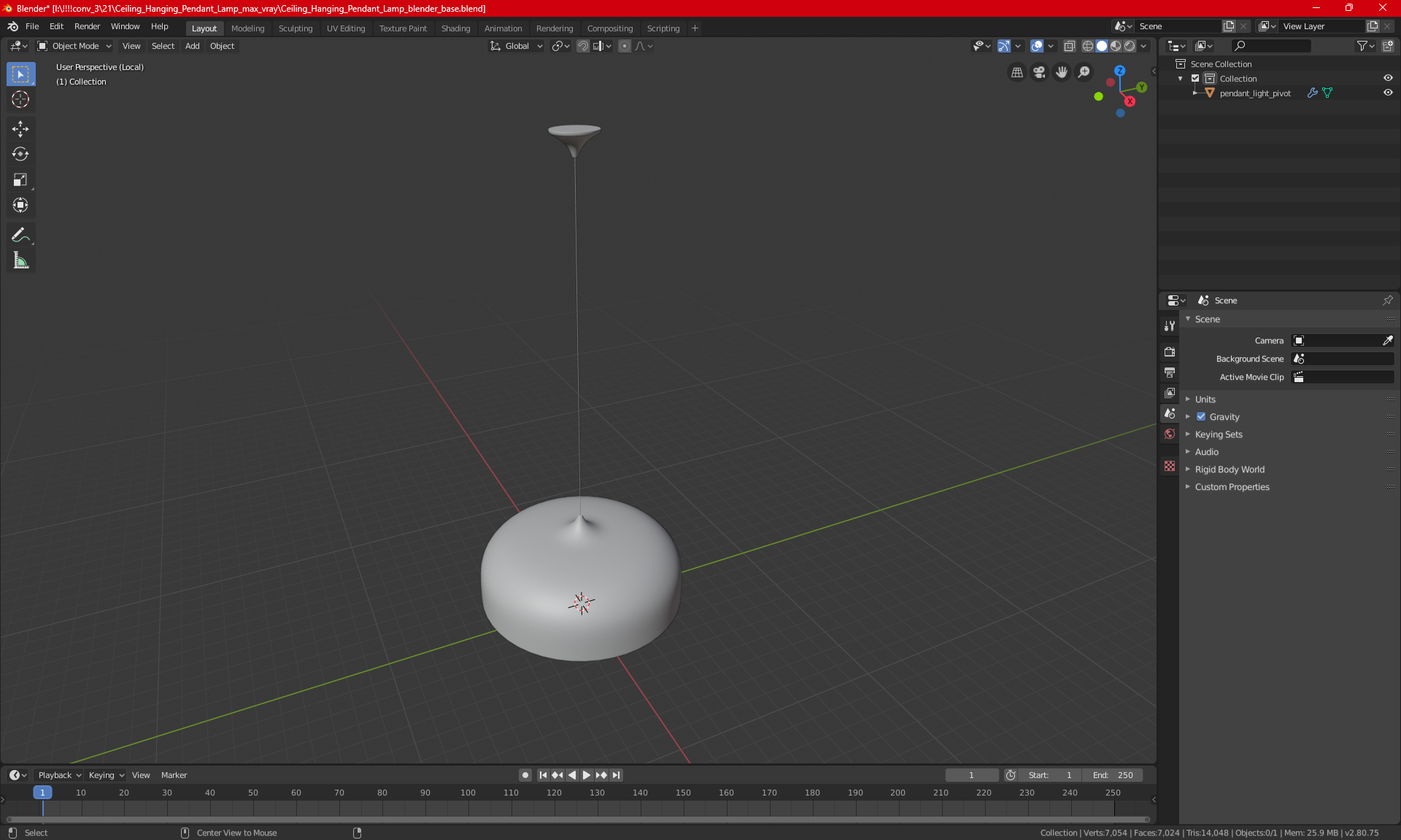 3D Ceiling Hanging Pendant Lamp model