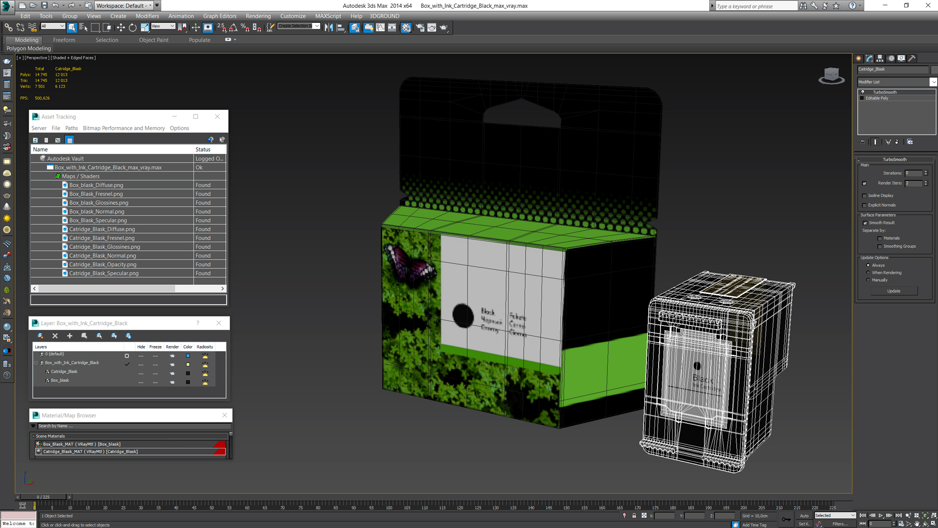 3D Box with Ink Cartridge Black model