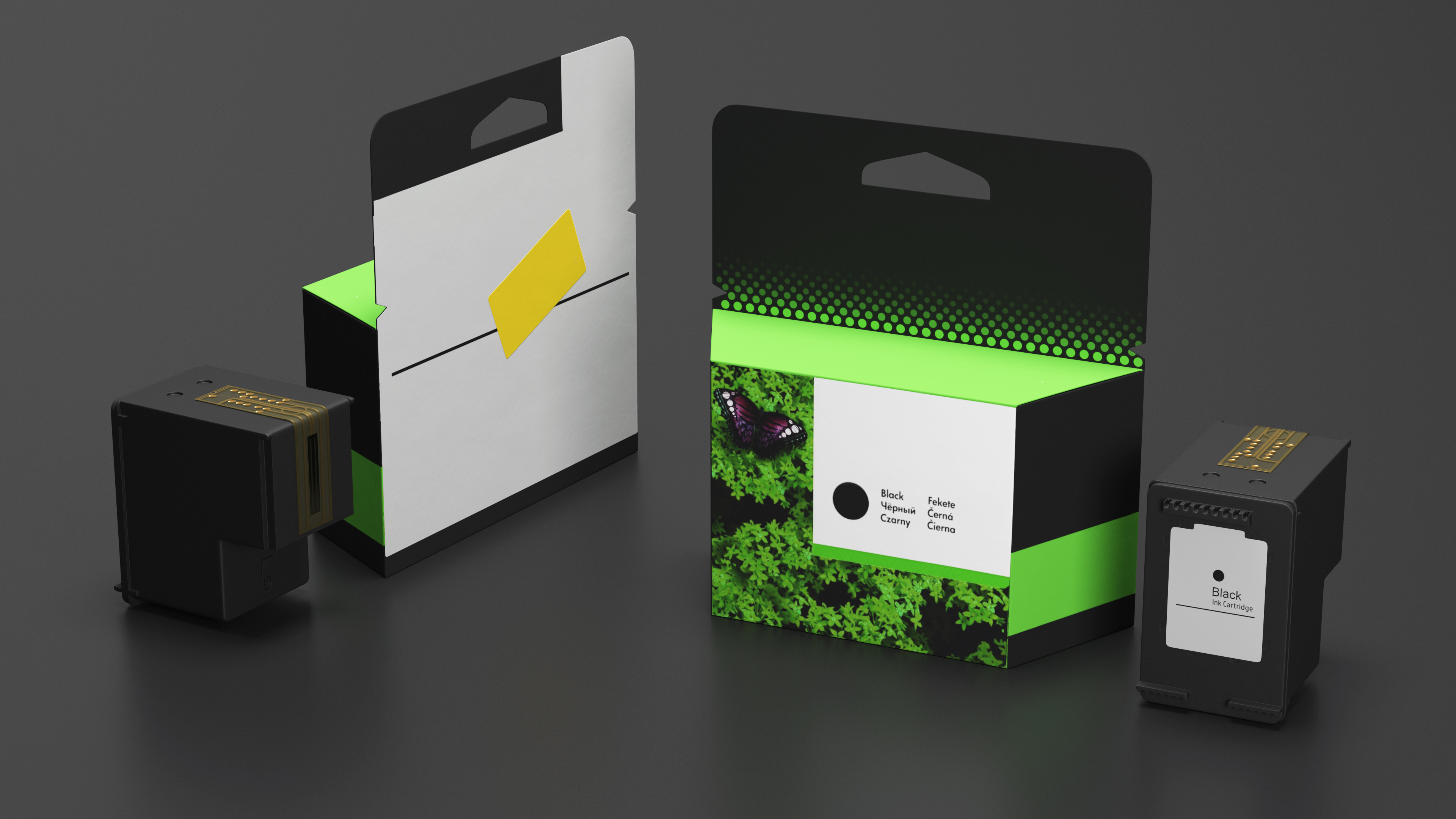 3D Box with Ink Cartridge Black model