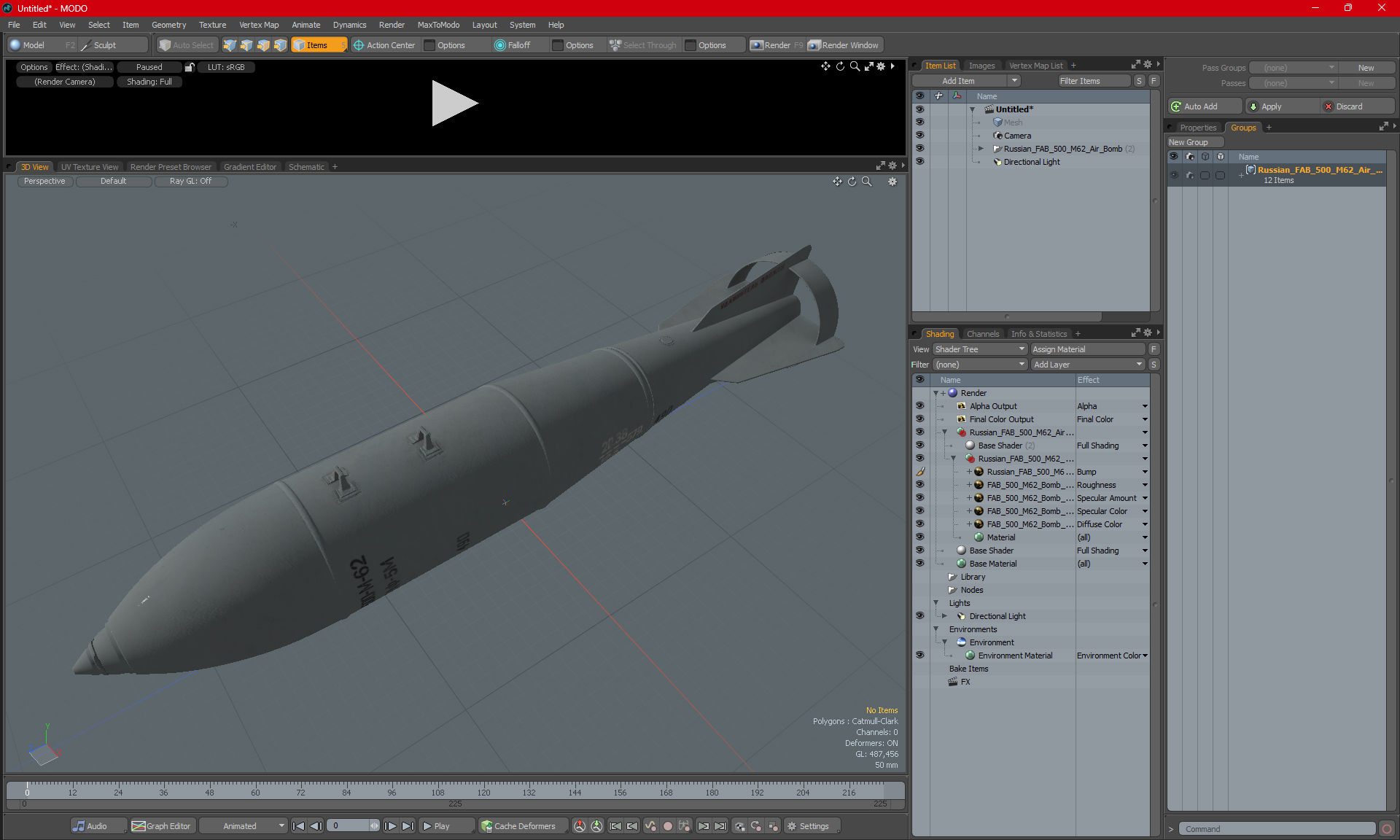 3D Russian FAB 500 M62 Air Bomb model