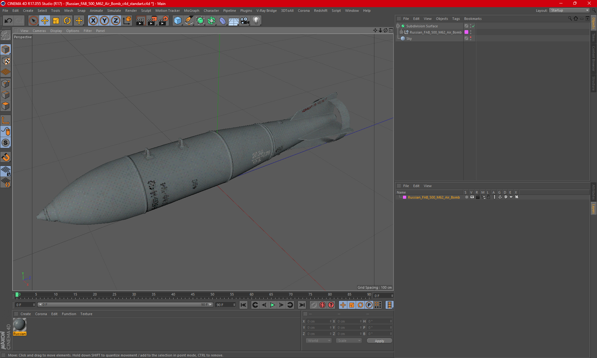 3D Russian FAB 500 M62 Air Bomb model