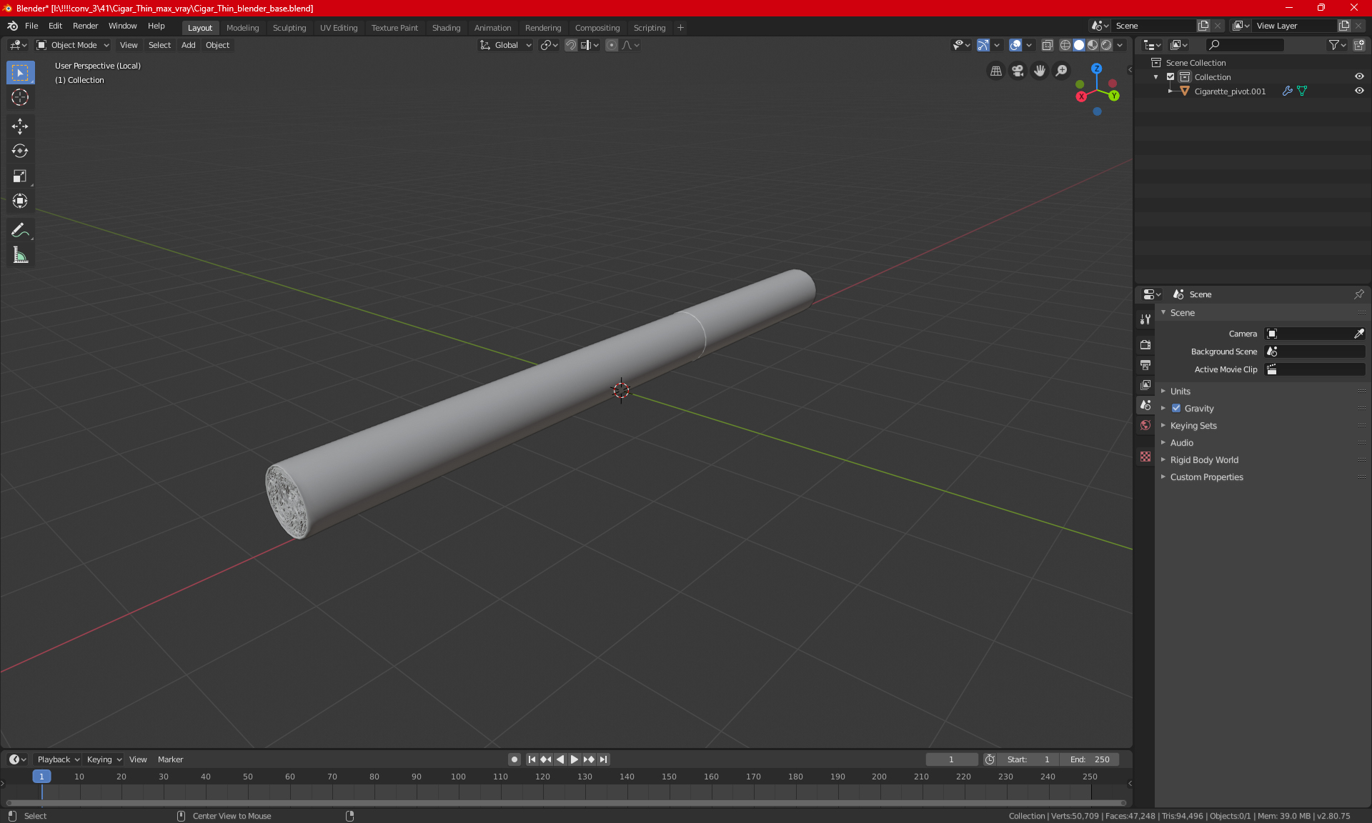 3D Cigar Thin Lighted model