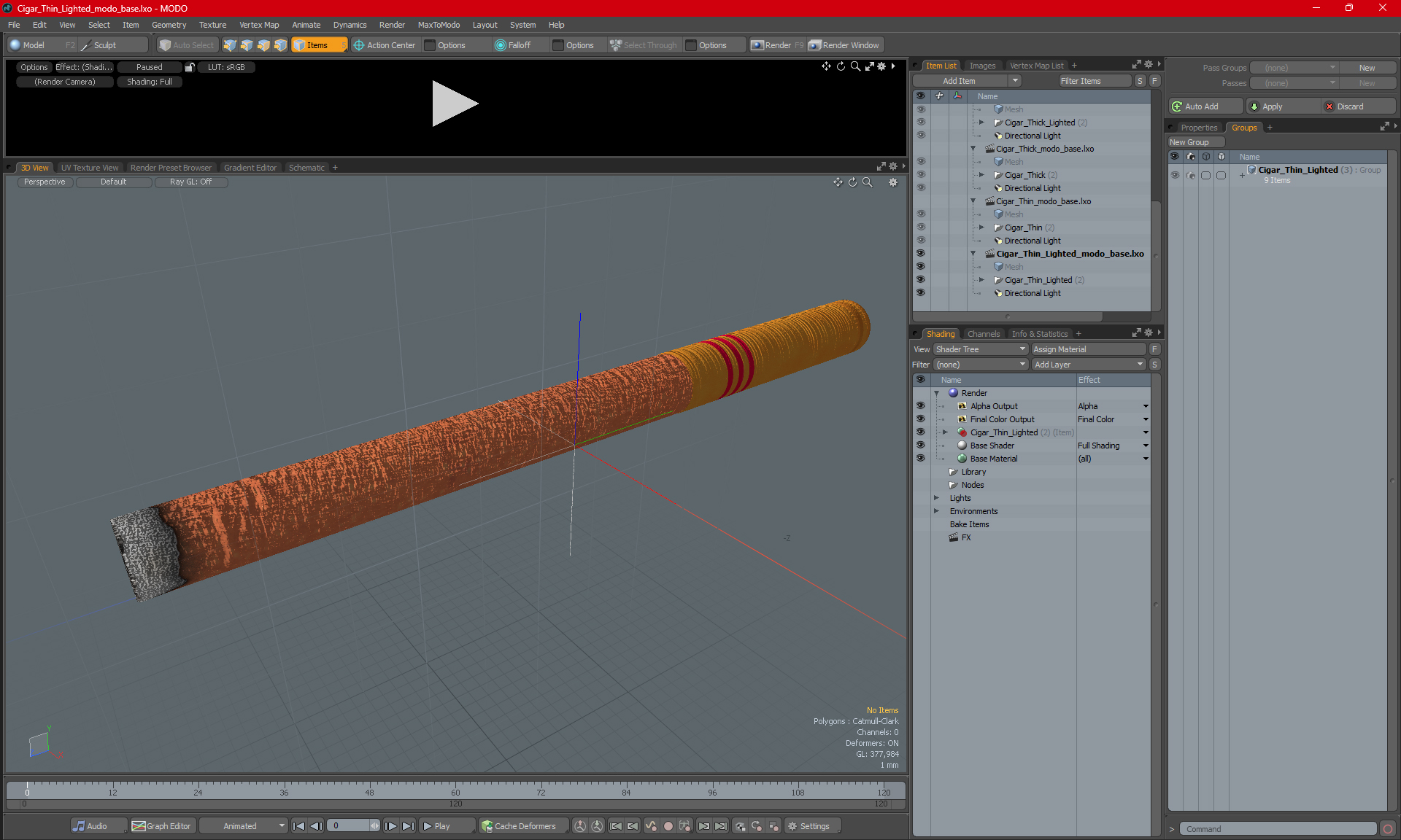 3D Cigar Thin Lighted model
