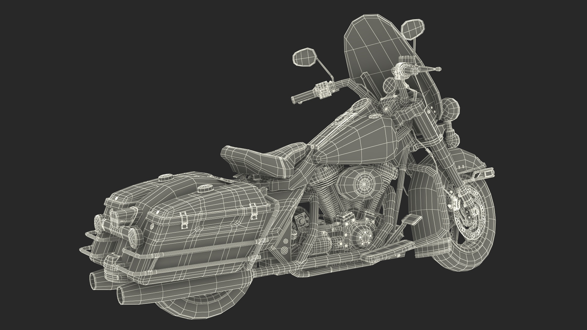 3D Road King Motorcycle Black Parked model