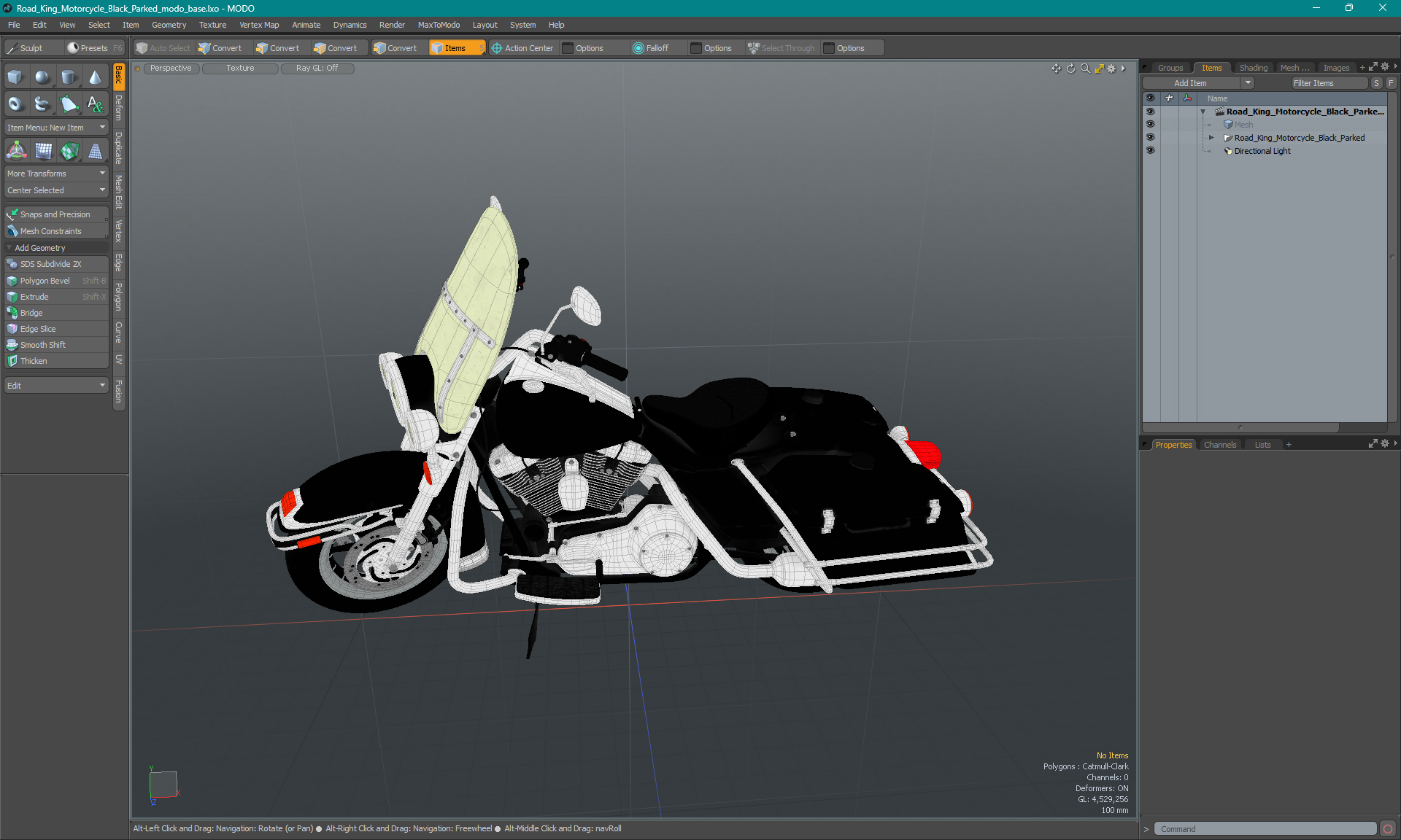 3D Road King Motorcycle Black Parked model