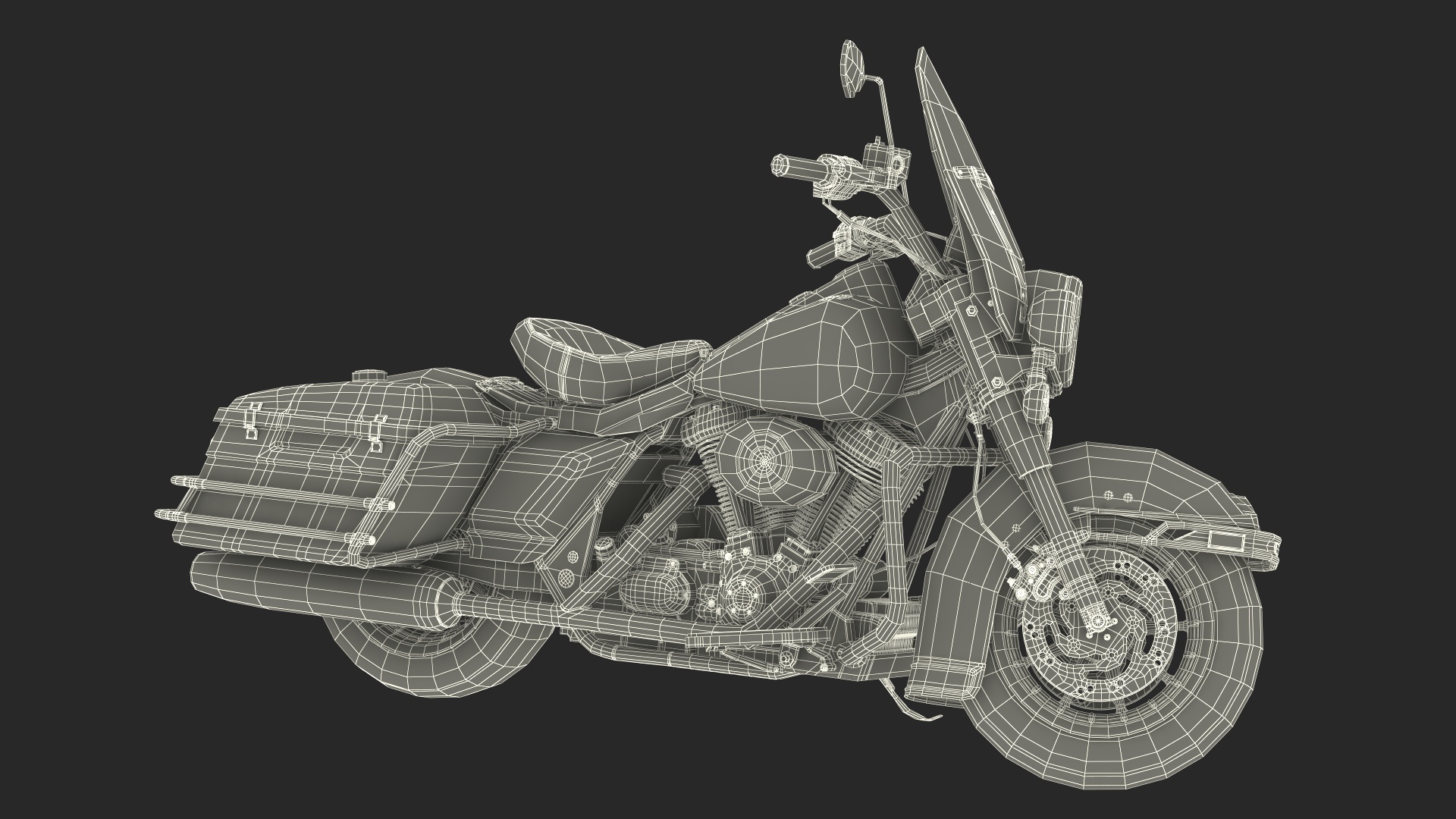 3D Road King Motorcycle Black Parked model