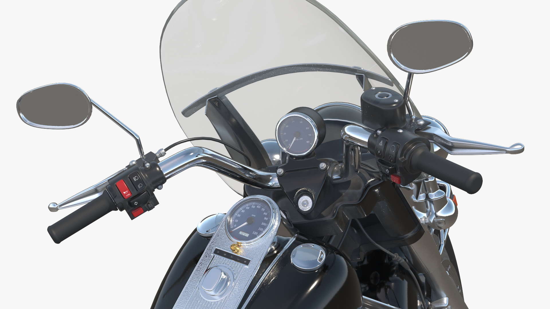 3D Road King Motorcycle Black Parked model
