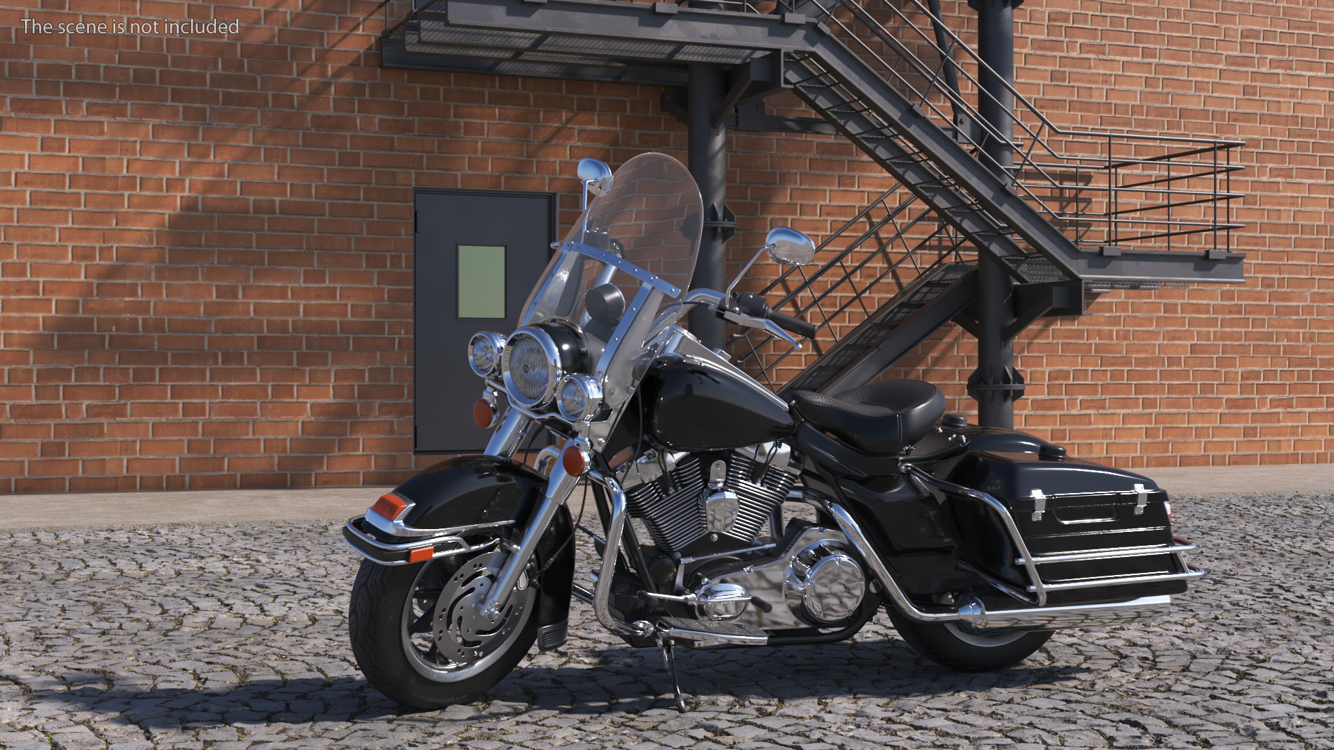 3D Road King Motorcycle Black Parked model