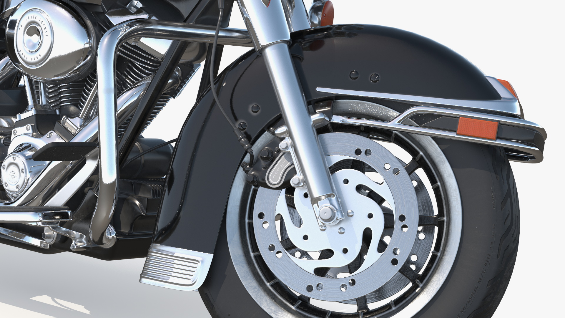 3D Road King Motorcycle Black Parked model