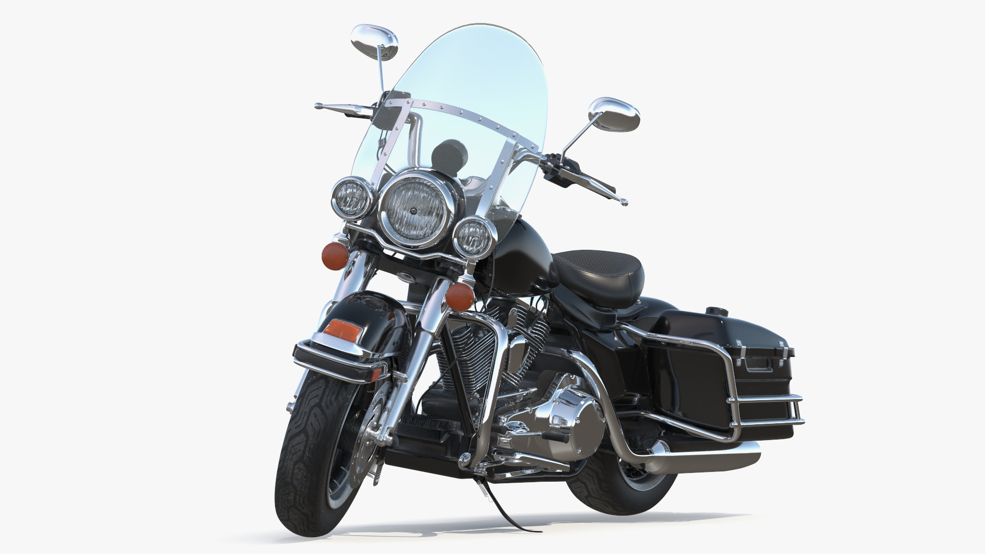 3D Road King Motorcycle Black Parked model