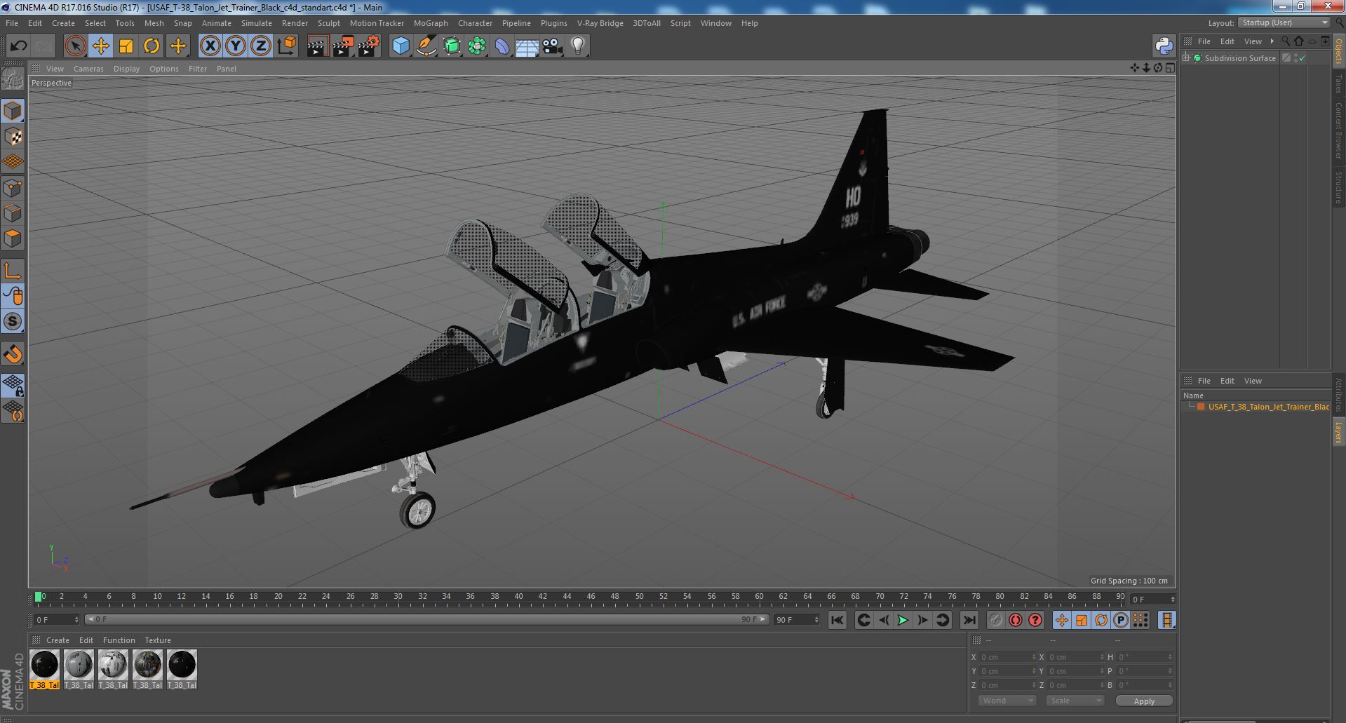 3D USAF T-38 Talon Jet Trainer Black model