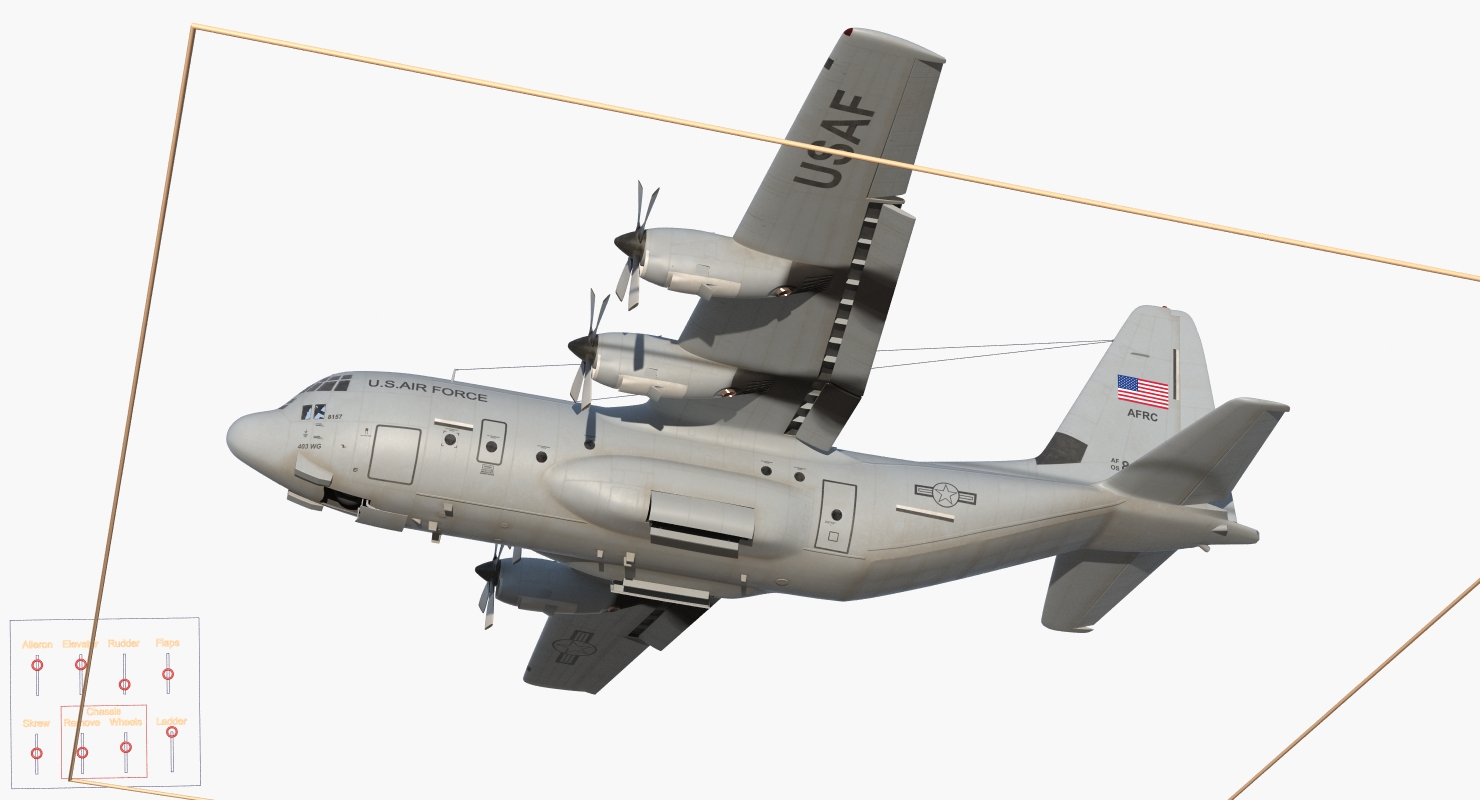 3D Lockheed C 130 Hercules US Military Transport Aircraft Rigged