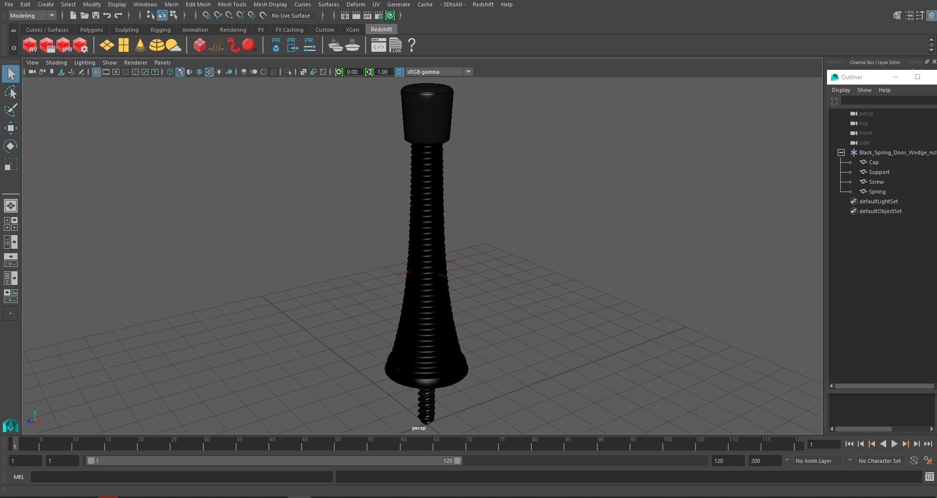 3D Black Spring Door Wedge model
