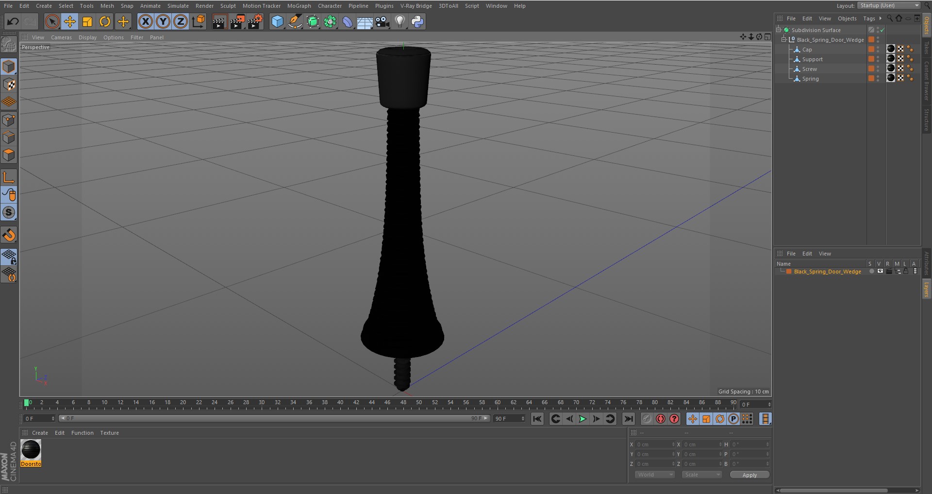 3D Black Spring Door Wedge model