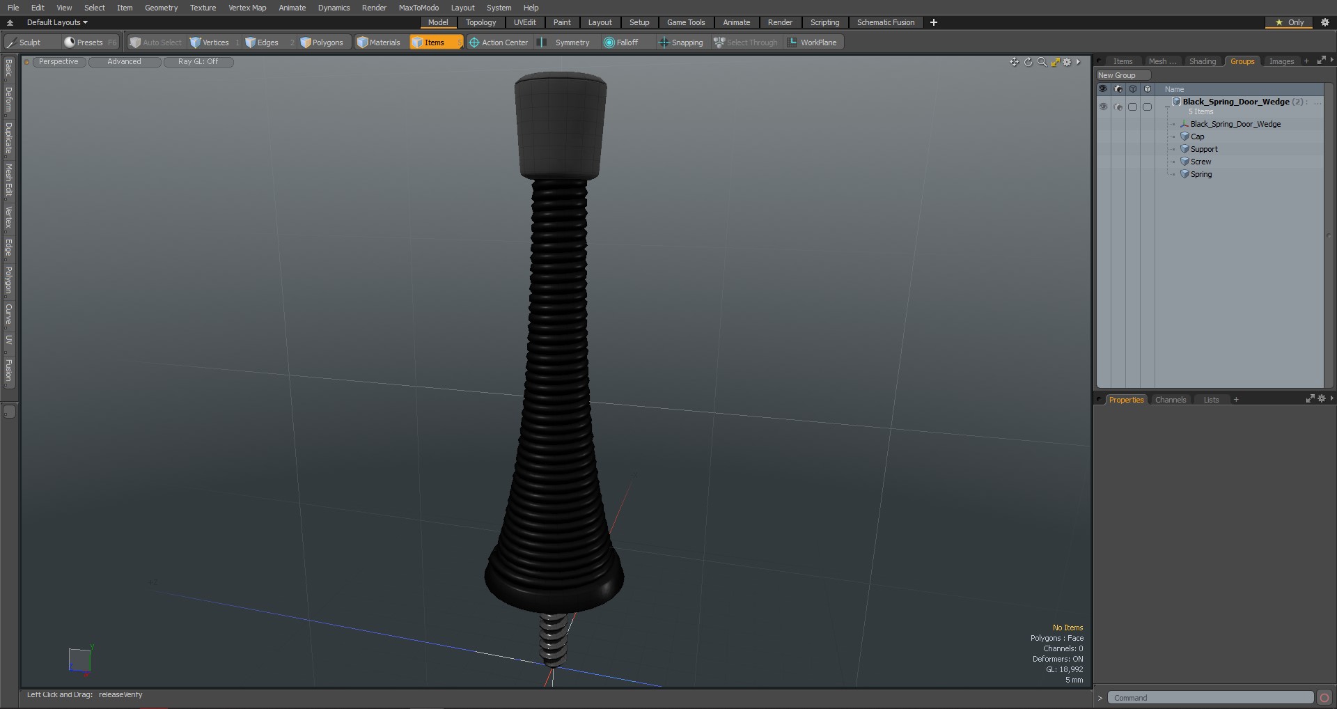 3D Black Spring Door Wedge model