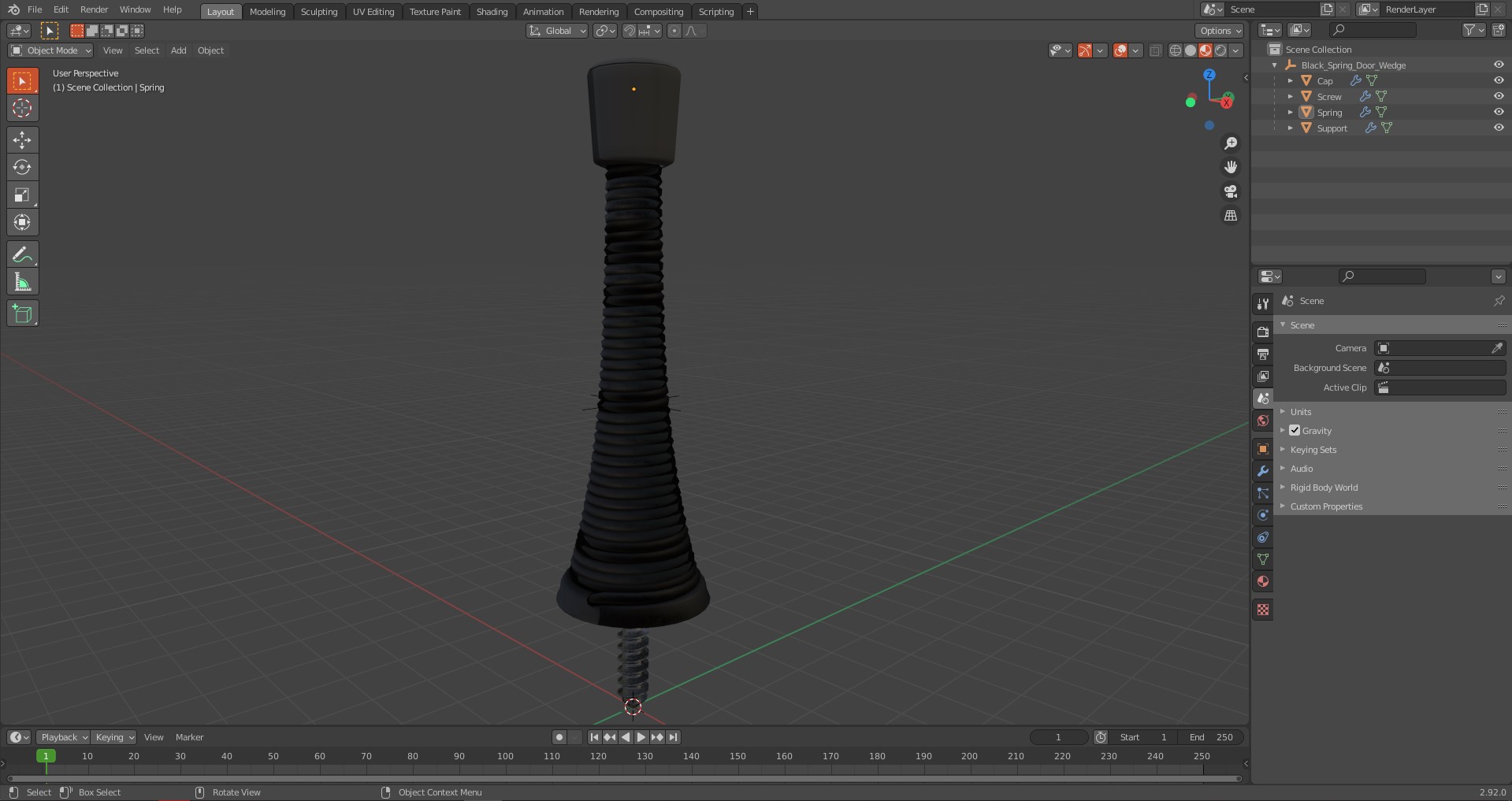 3D Black Spring Door Wedge model