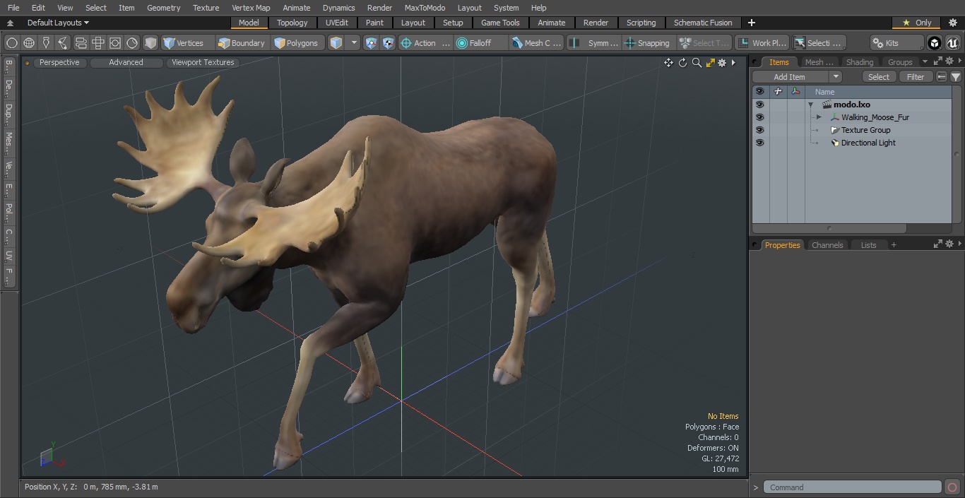 3D Alces Alces Walking No Fur