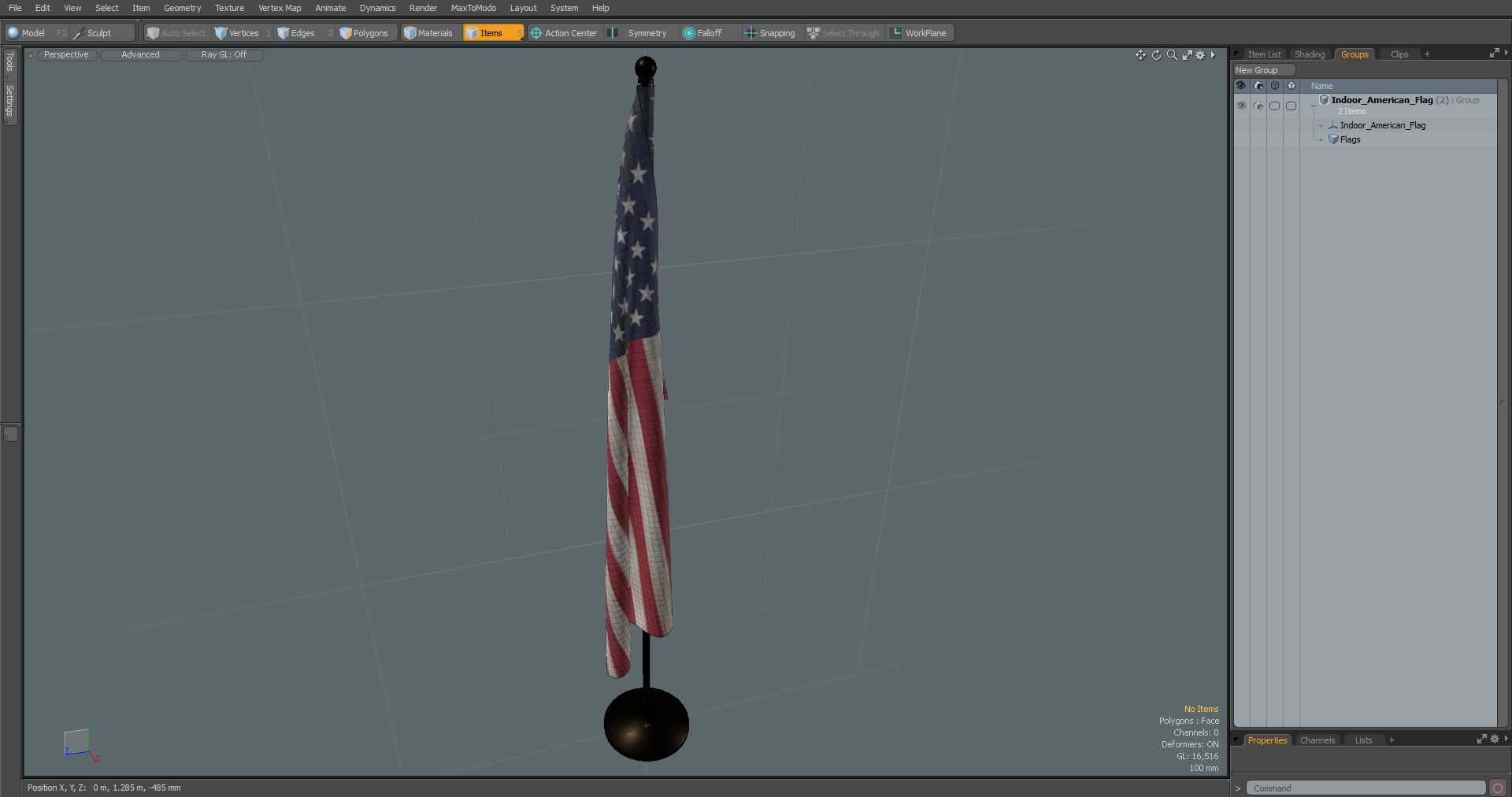 3D model Indoor American Flag