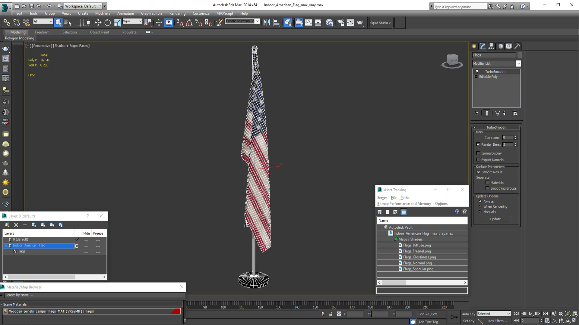 3D model Indoor American Flag