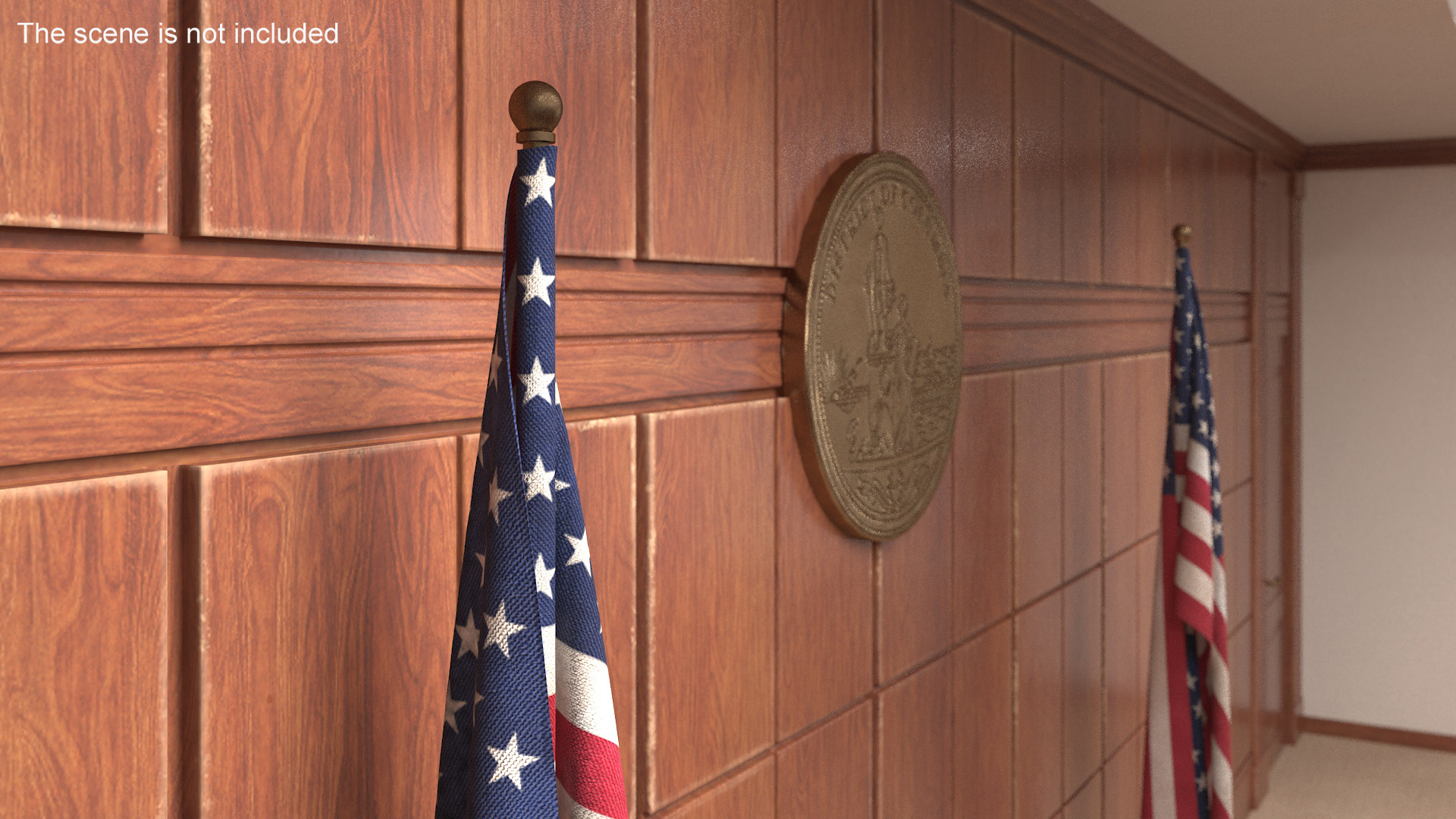 3D model Indoor American Flag