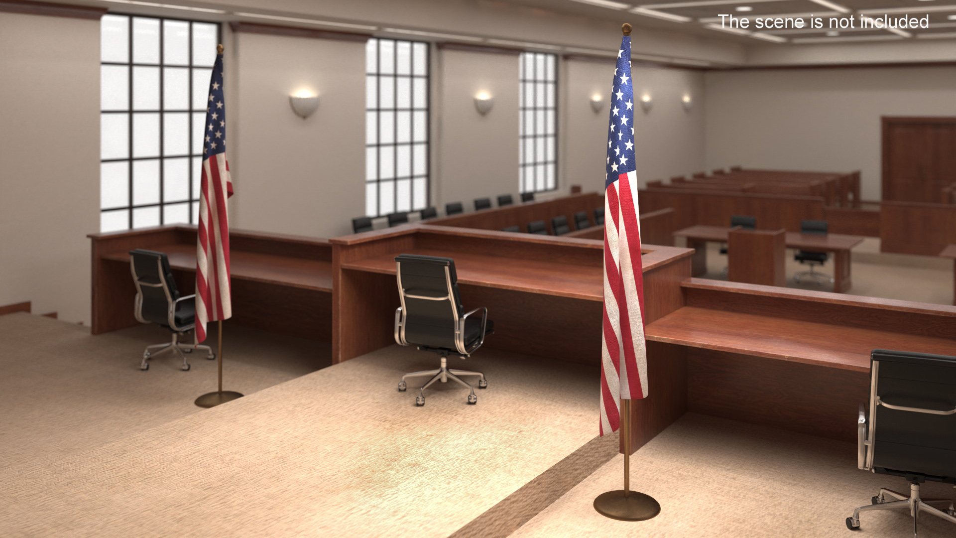 3D model Indoor American Flag