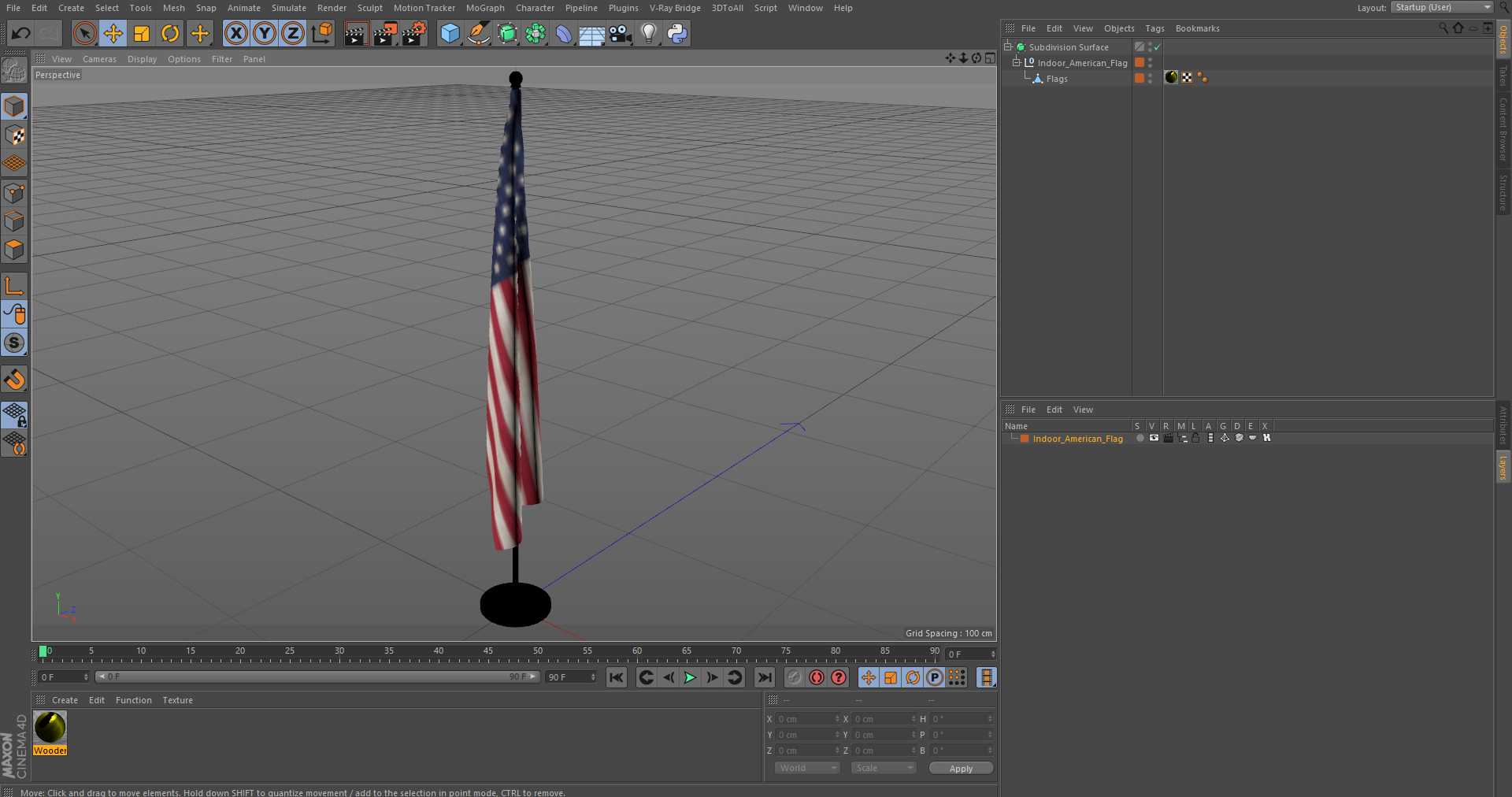 3D model Indoor American Flag