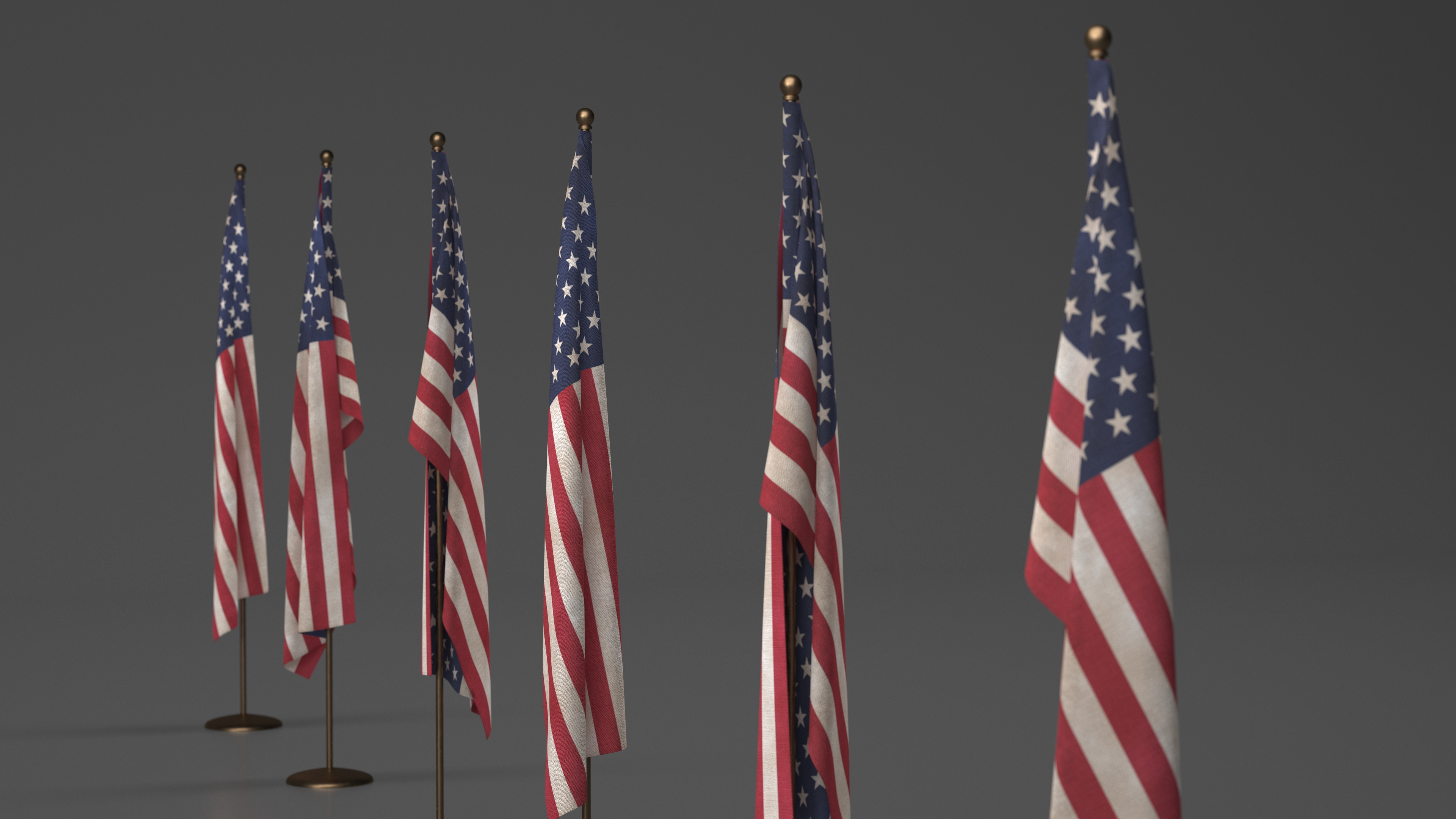 3D model Indoor American Flag