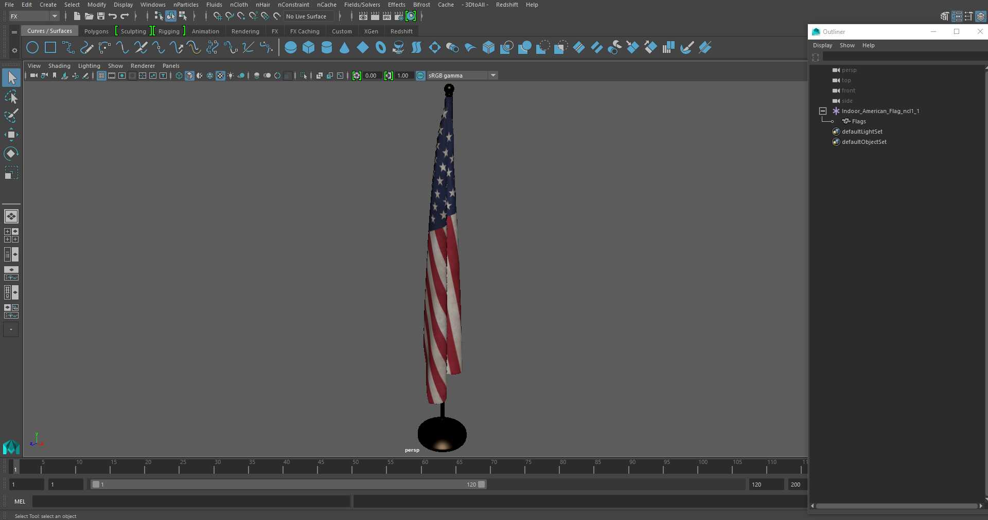 3D model Indoor American Flag