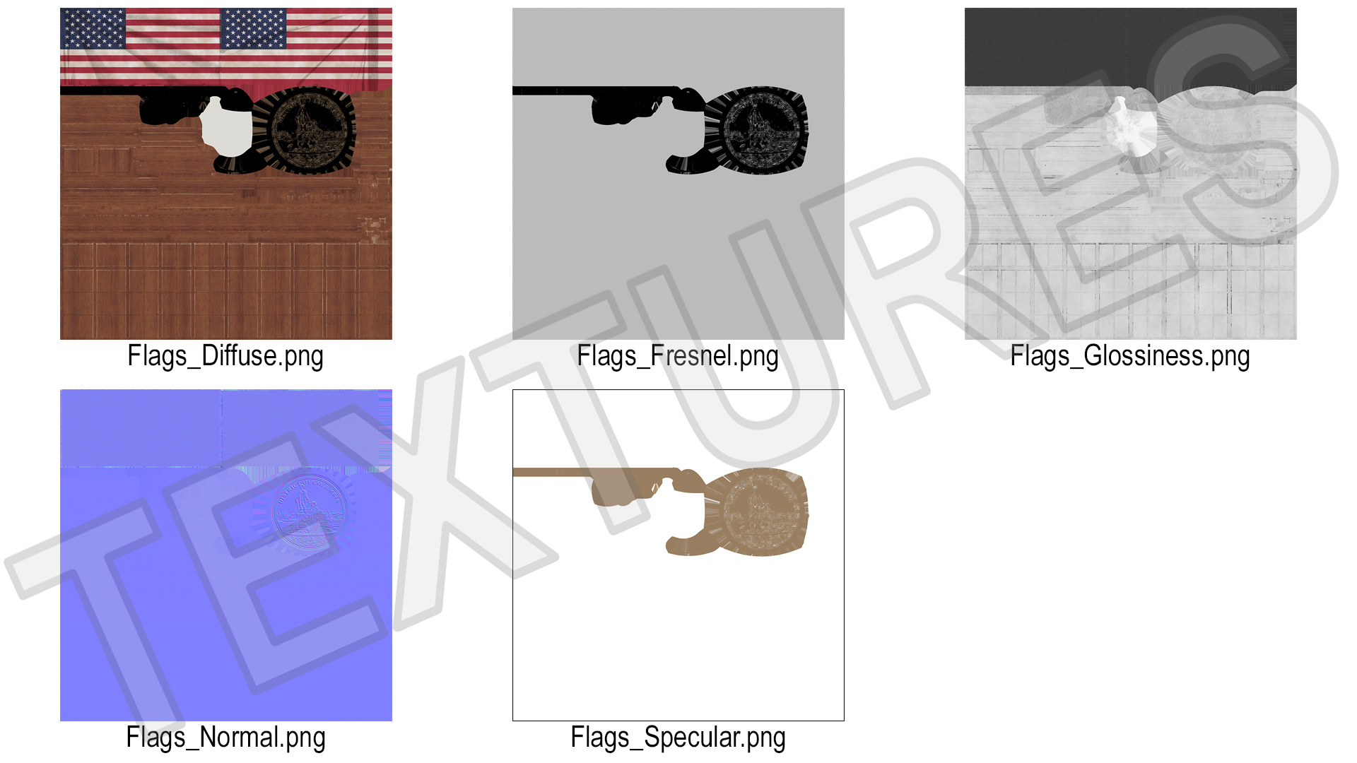 3D model Indoor American Flag