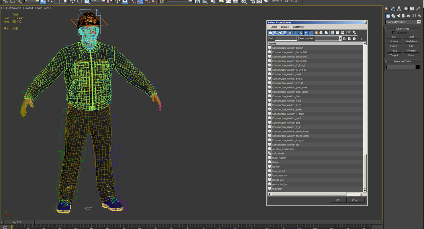 3D Worker With Hardhat Rigged