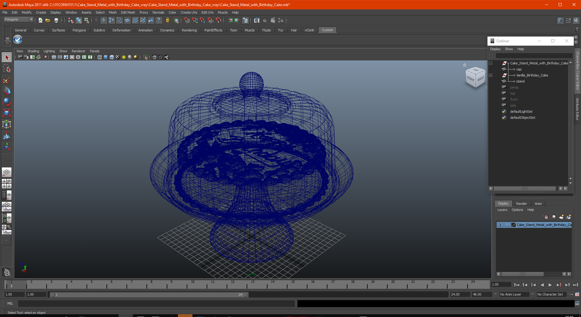 3D model Cake Stand Metal with Birthday Cake