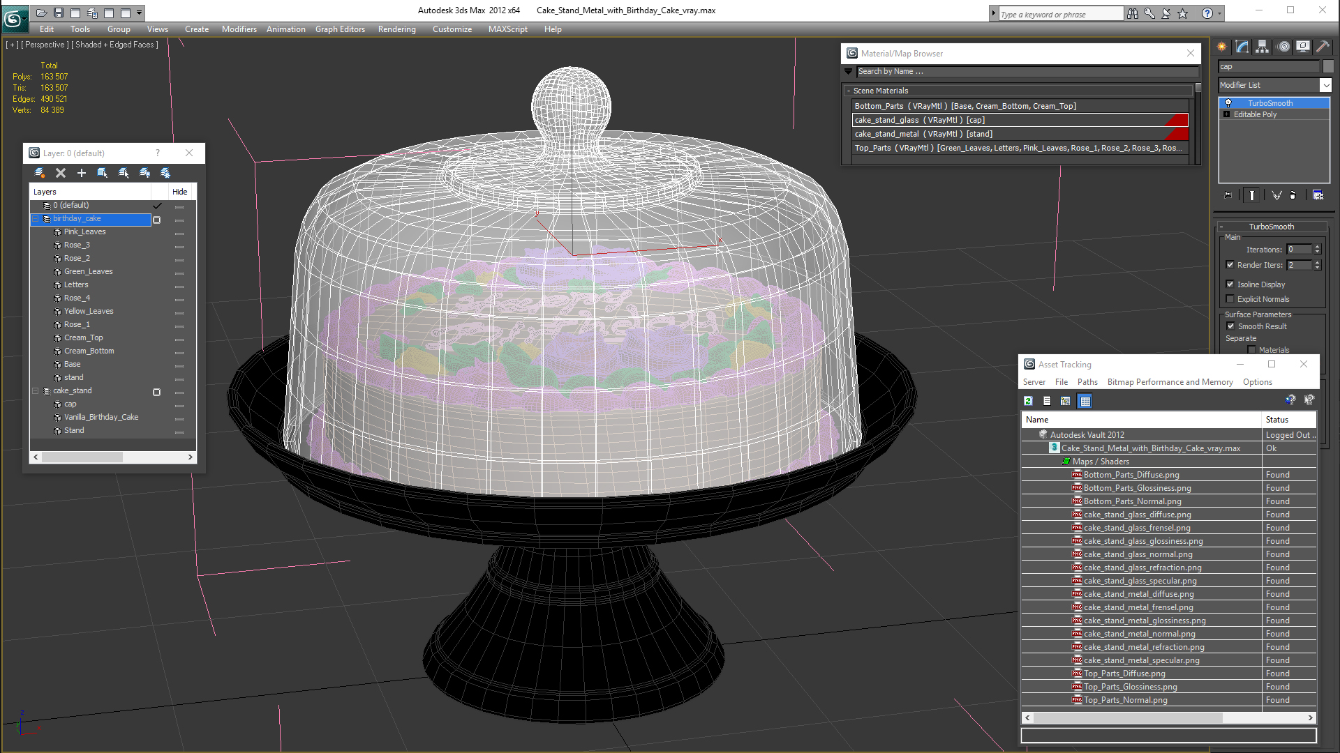3D model Cake Stand Metal with Birthday Cake