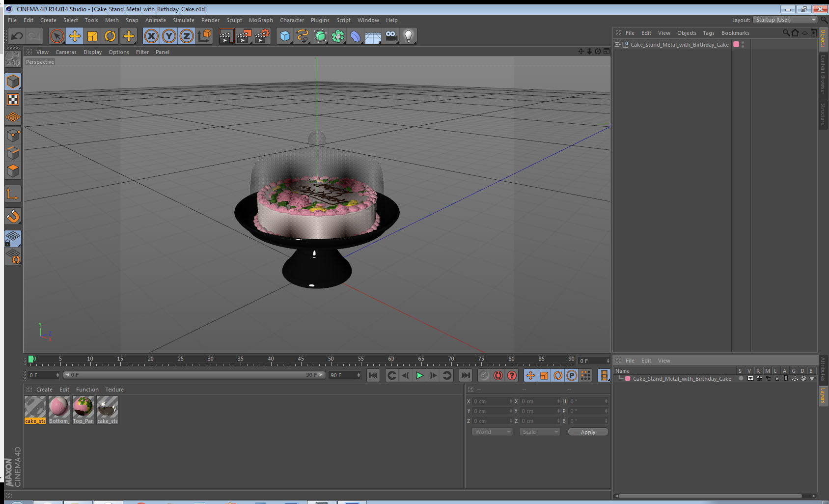 3D model Cake Stand Metal with Birthday Cake