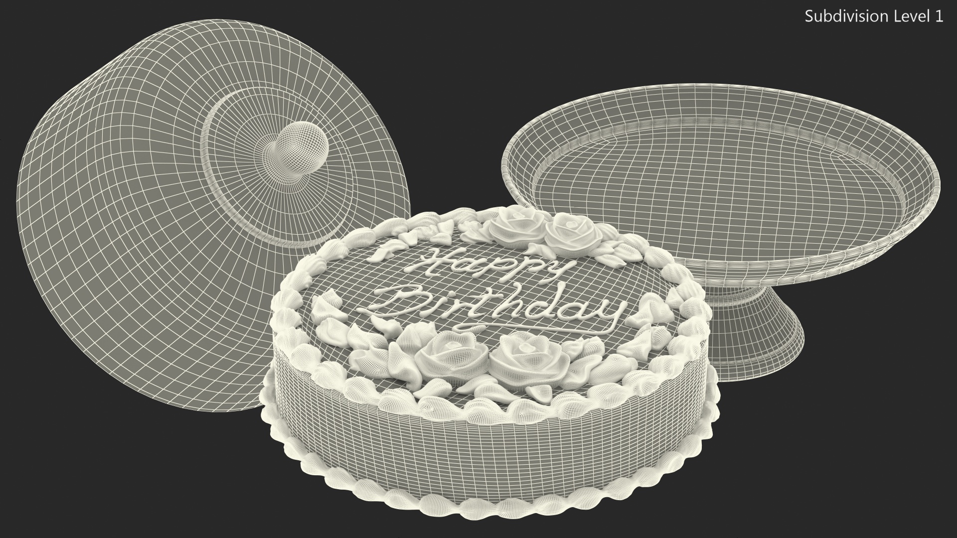3D model Cake Stand Metal with Birthday Cake