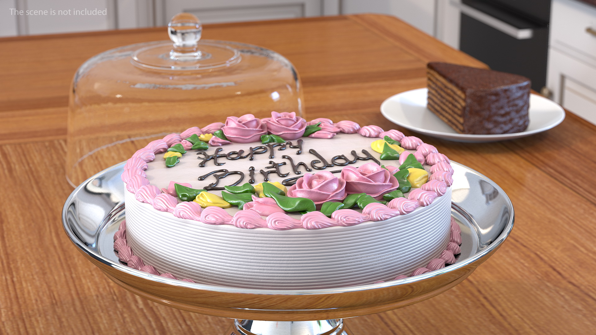 3D model Cake Stand Metal with Birthday Cake