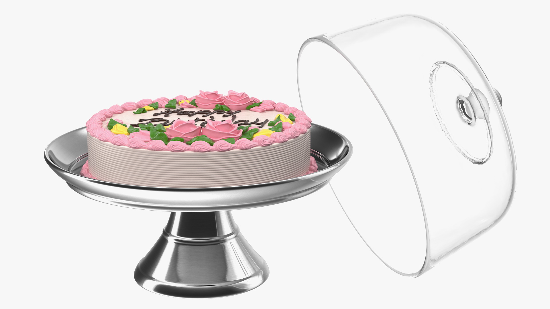 3D model Cake Stand Metal with Birthday Cake