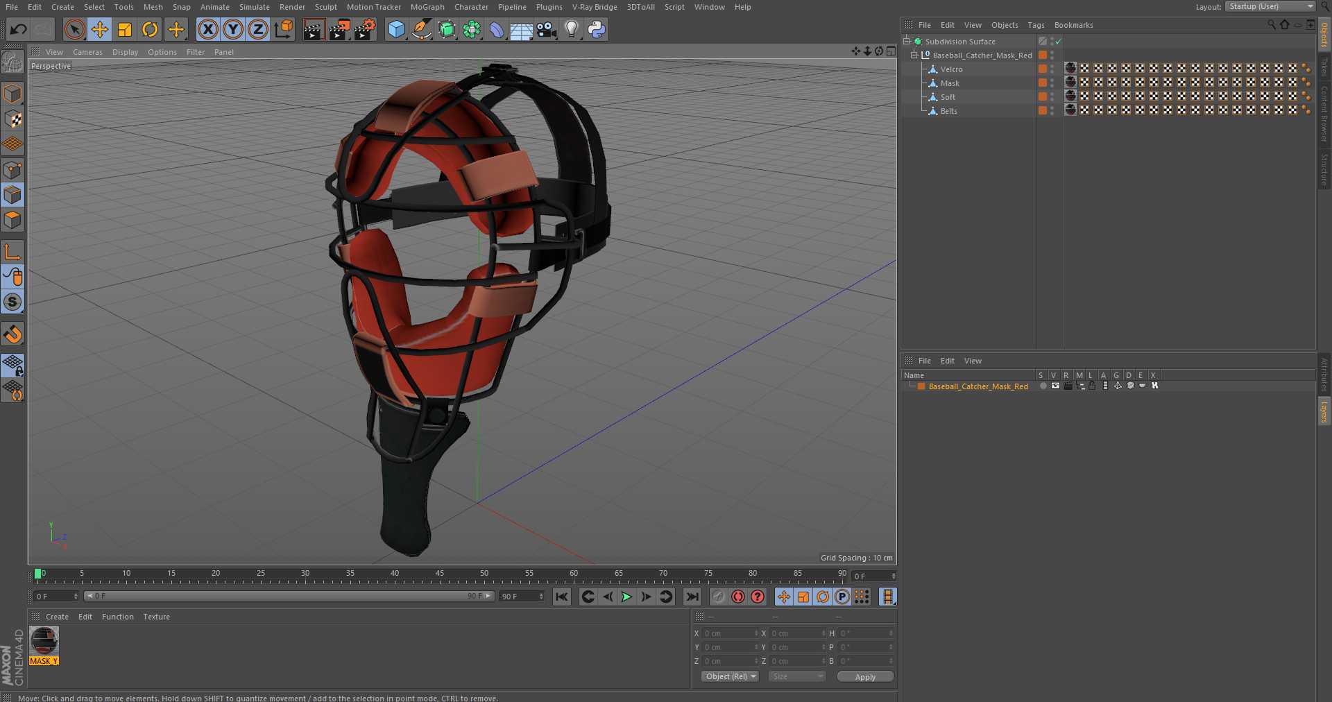 3D model Baseball Catcher Mask Red
