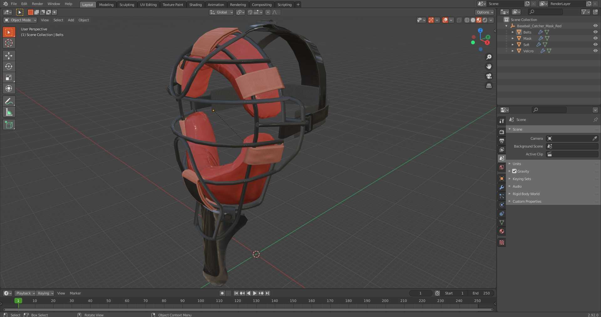 3D model Baseball Catcher Mask Red