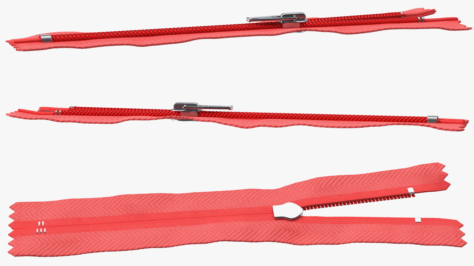 3D Half Open Nylon Coil Zipper Red