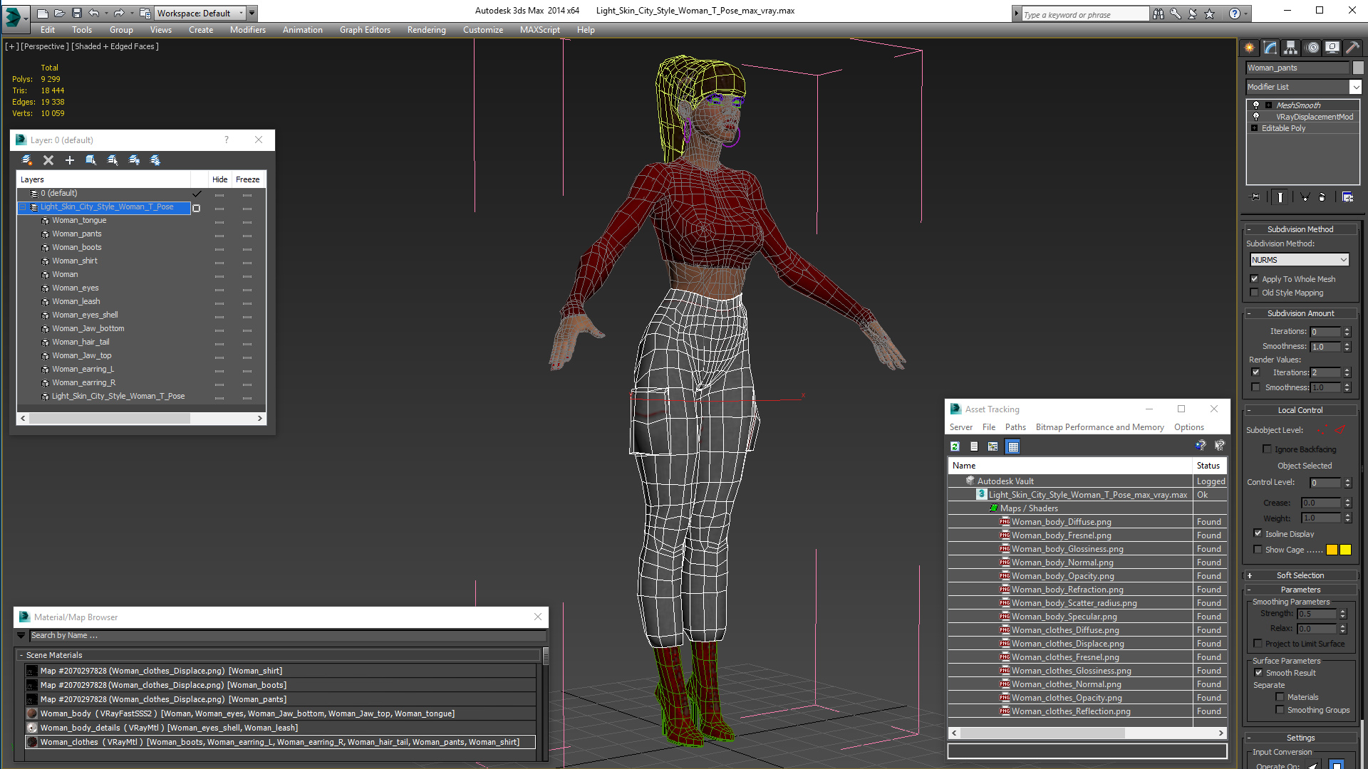 Light Skin City Style Woman T Pose 3D model