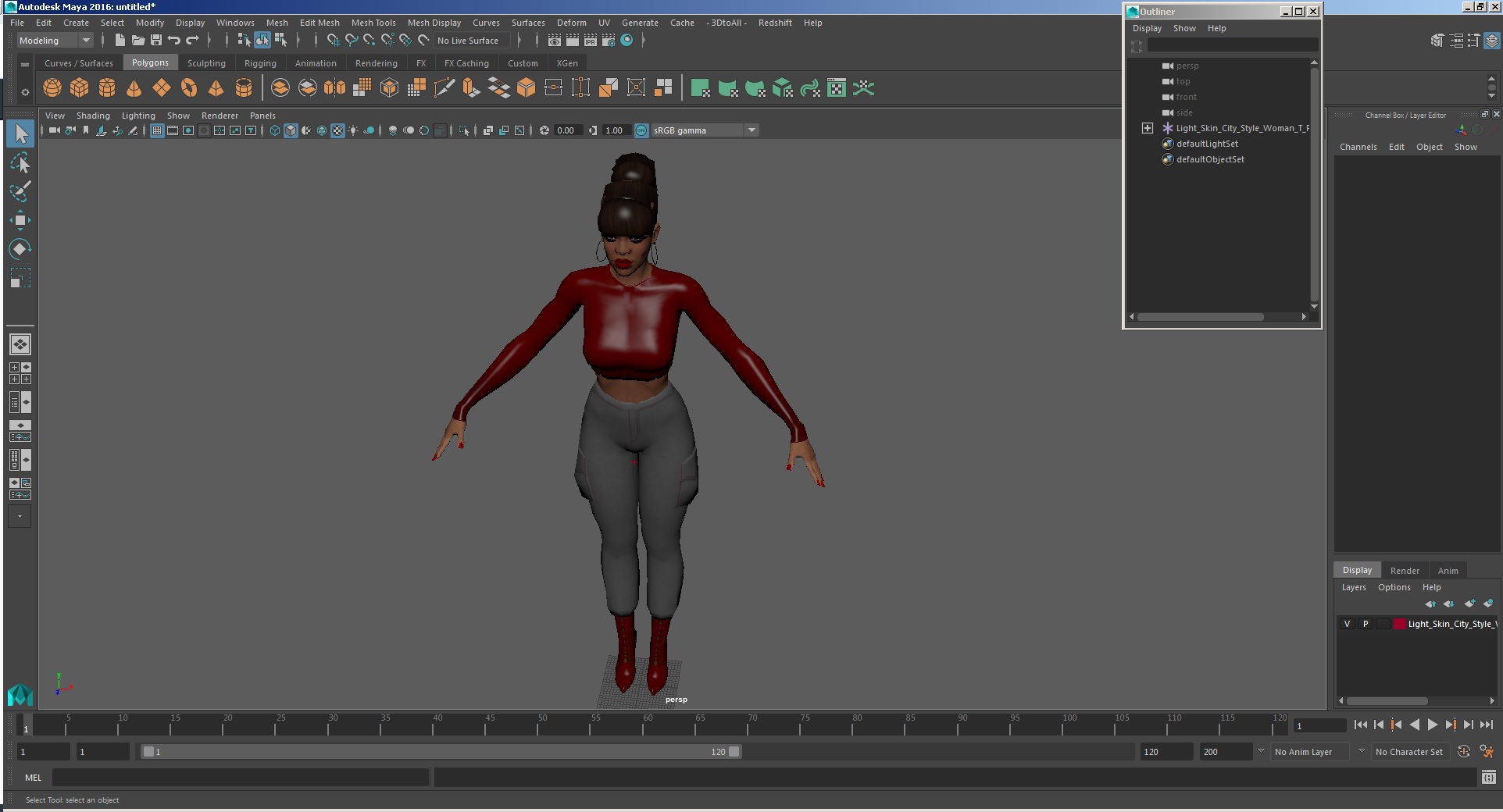 Light Skin City Style Woman T Pose 3D model
