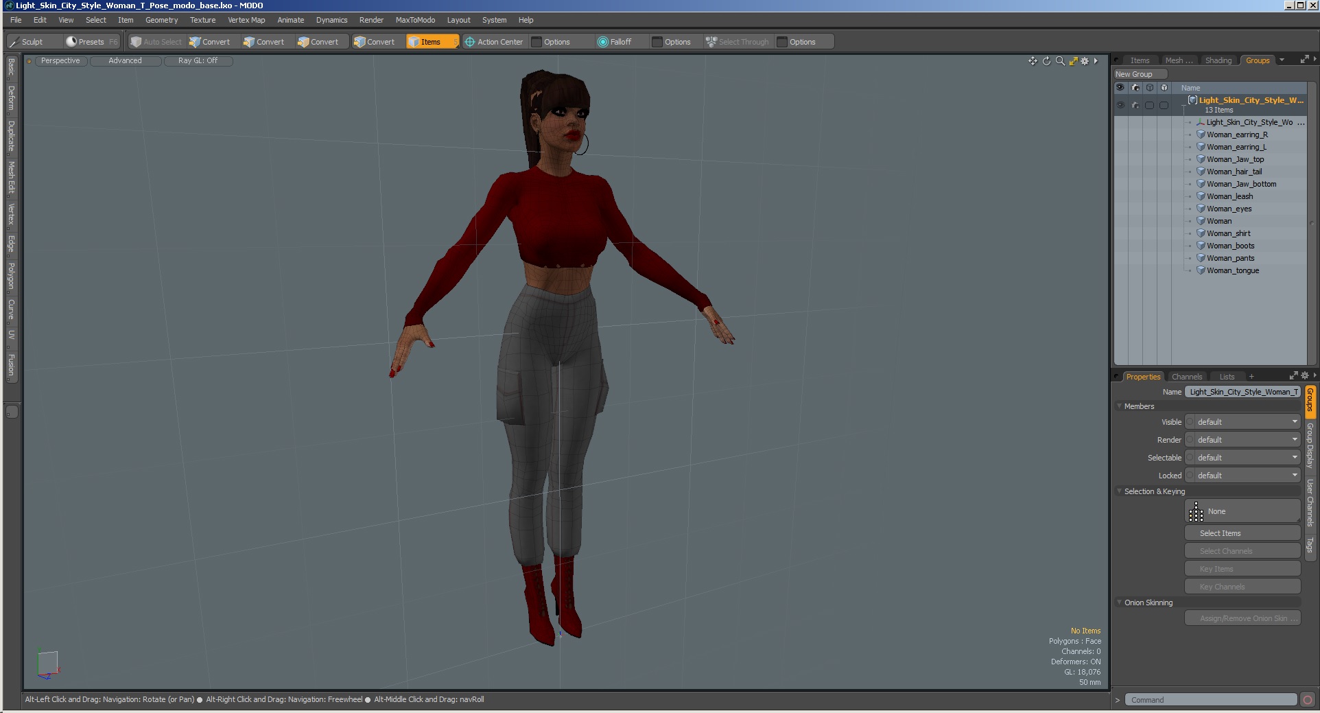 Light Skin City Style Woman T Pose 3D model