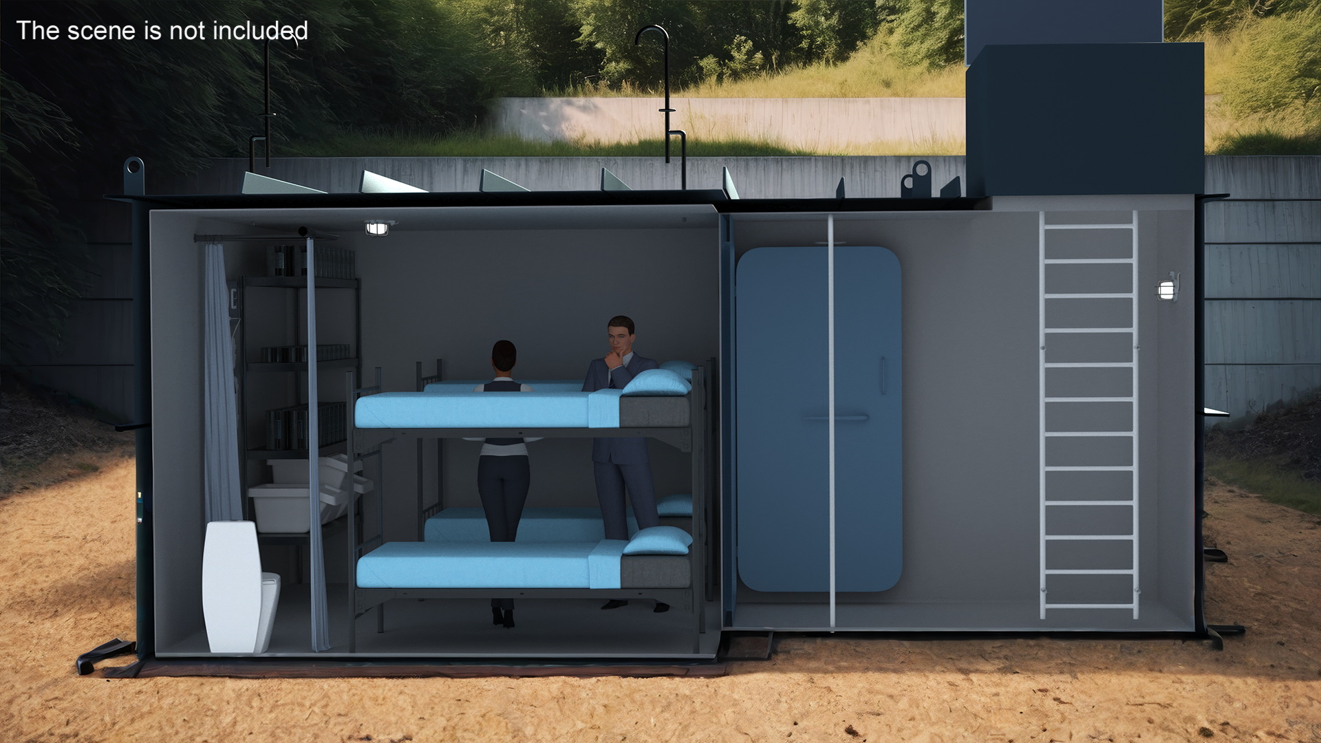 3D Private Underground Bunker with People model