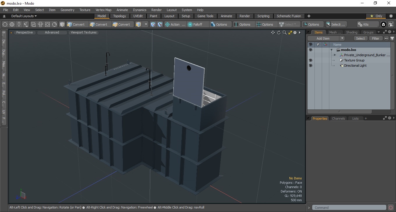 3D Private Underground Bunker with People model