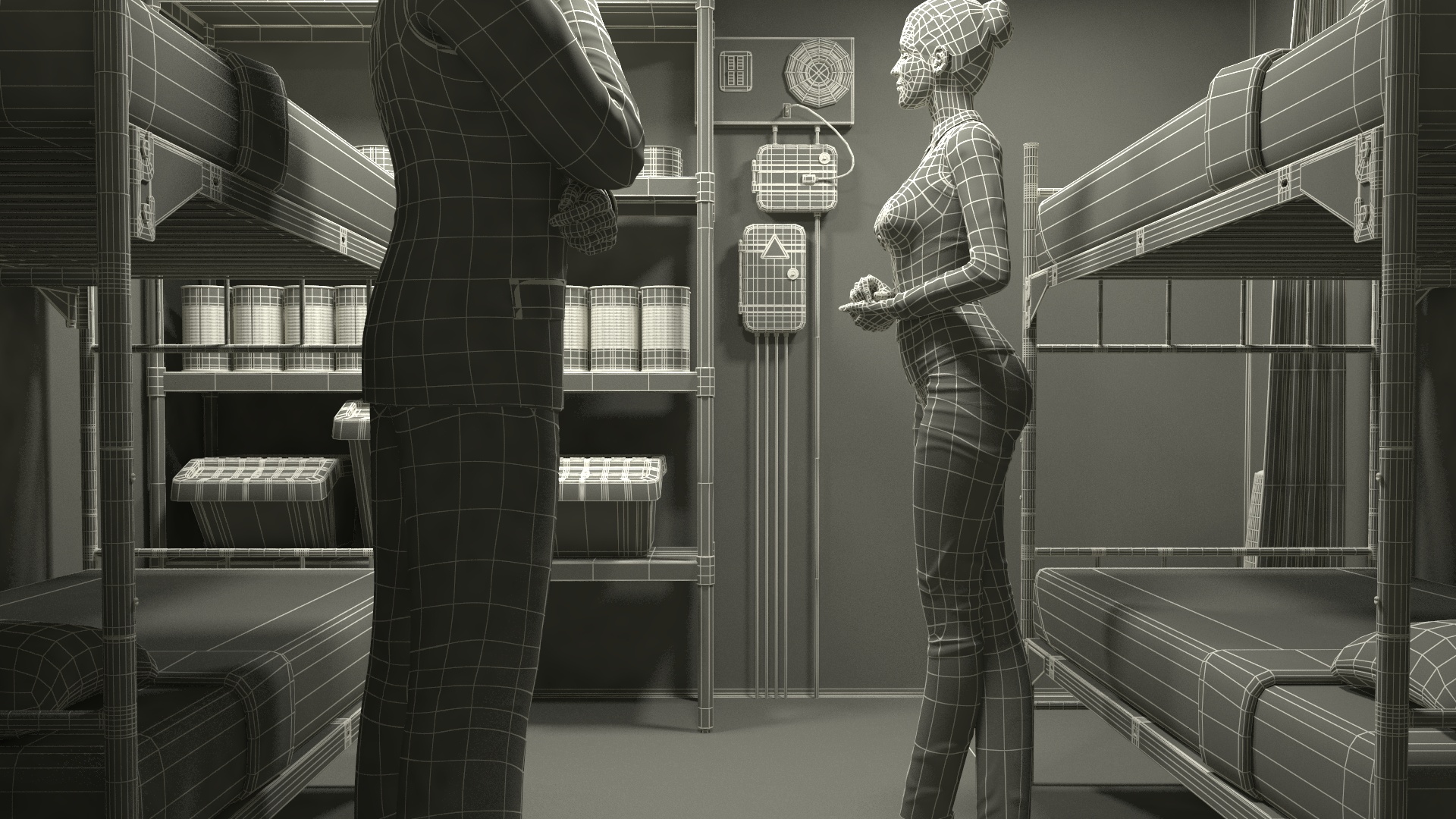3D Private Underground Bunker with People model