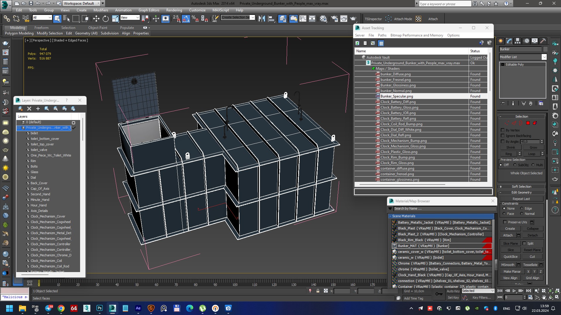 3D Private Underground Bunker with People model