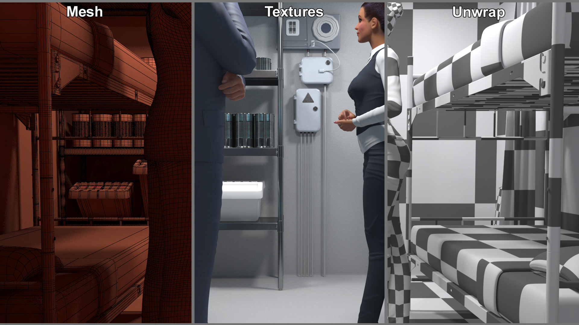 3D Private Underground Bunker with People model