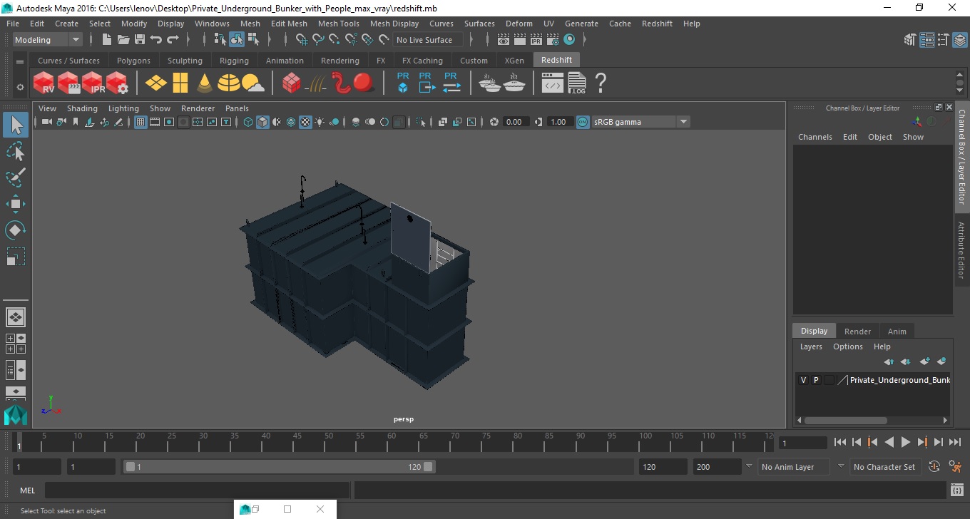 3D Private Underground Bunker with People model